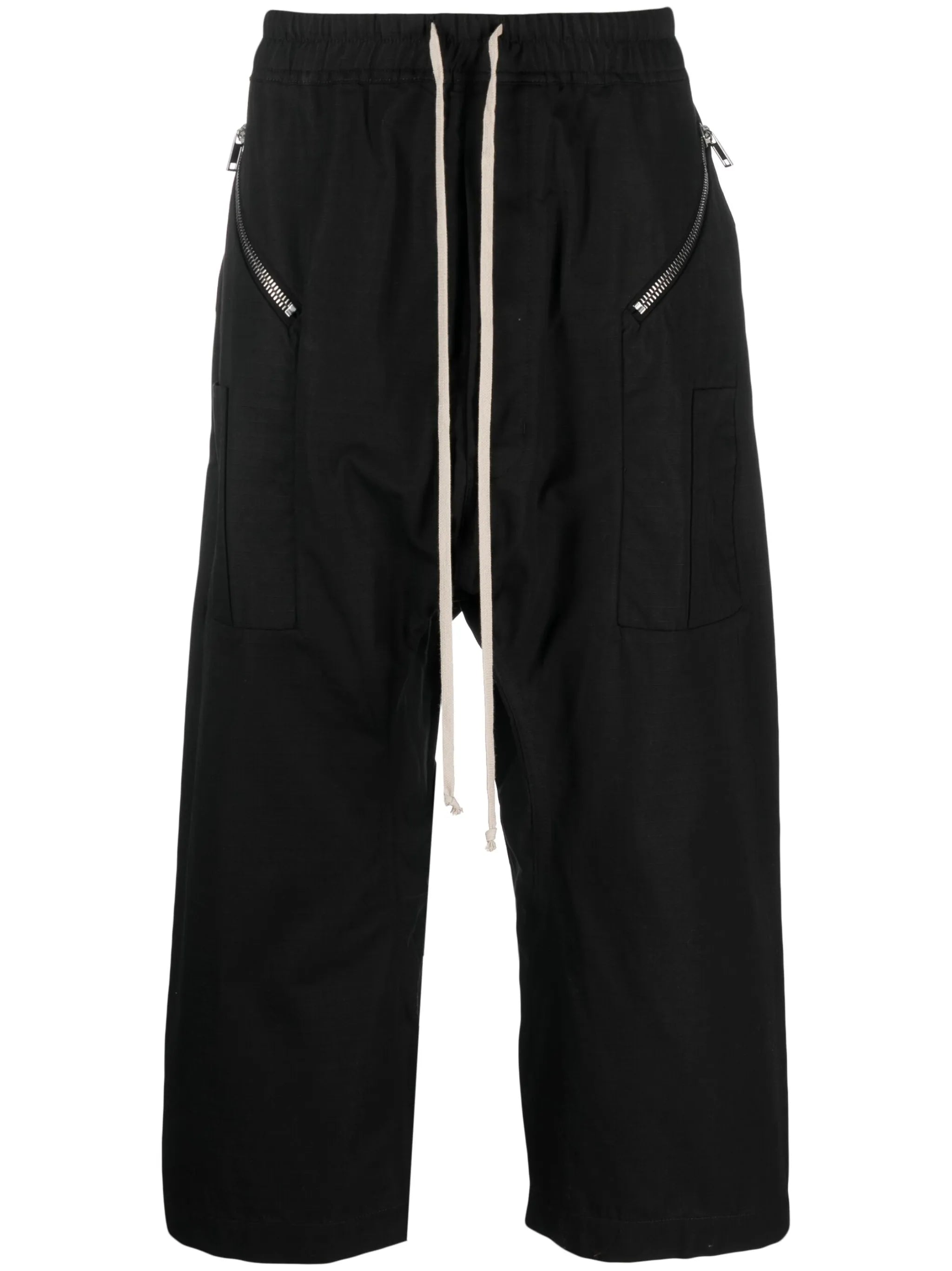 drawstring-waistband cropped trousers