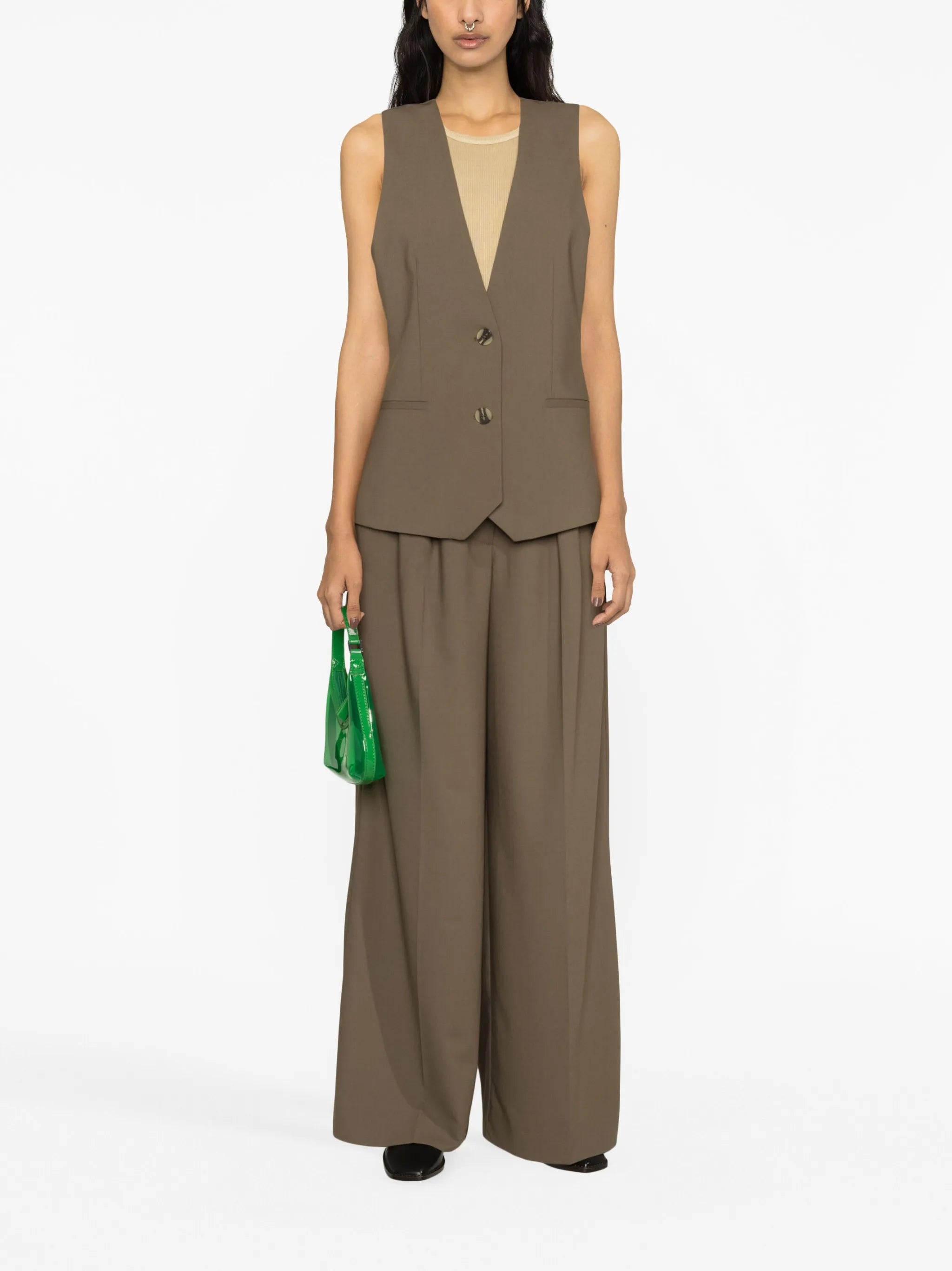 layered V-neck waistcoat