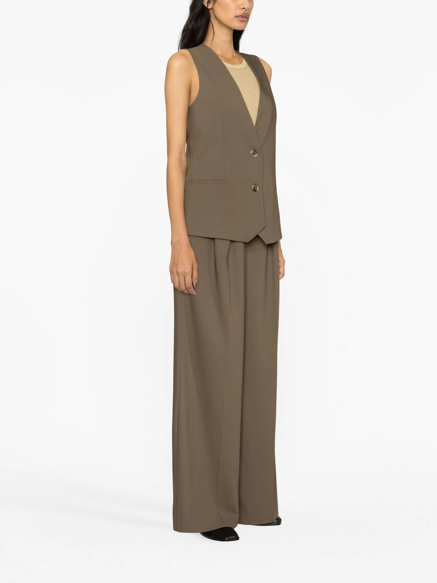 layered V-neck waistcoat