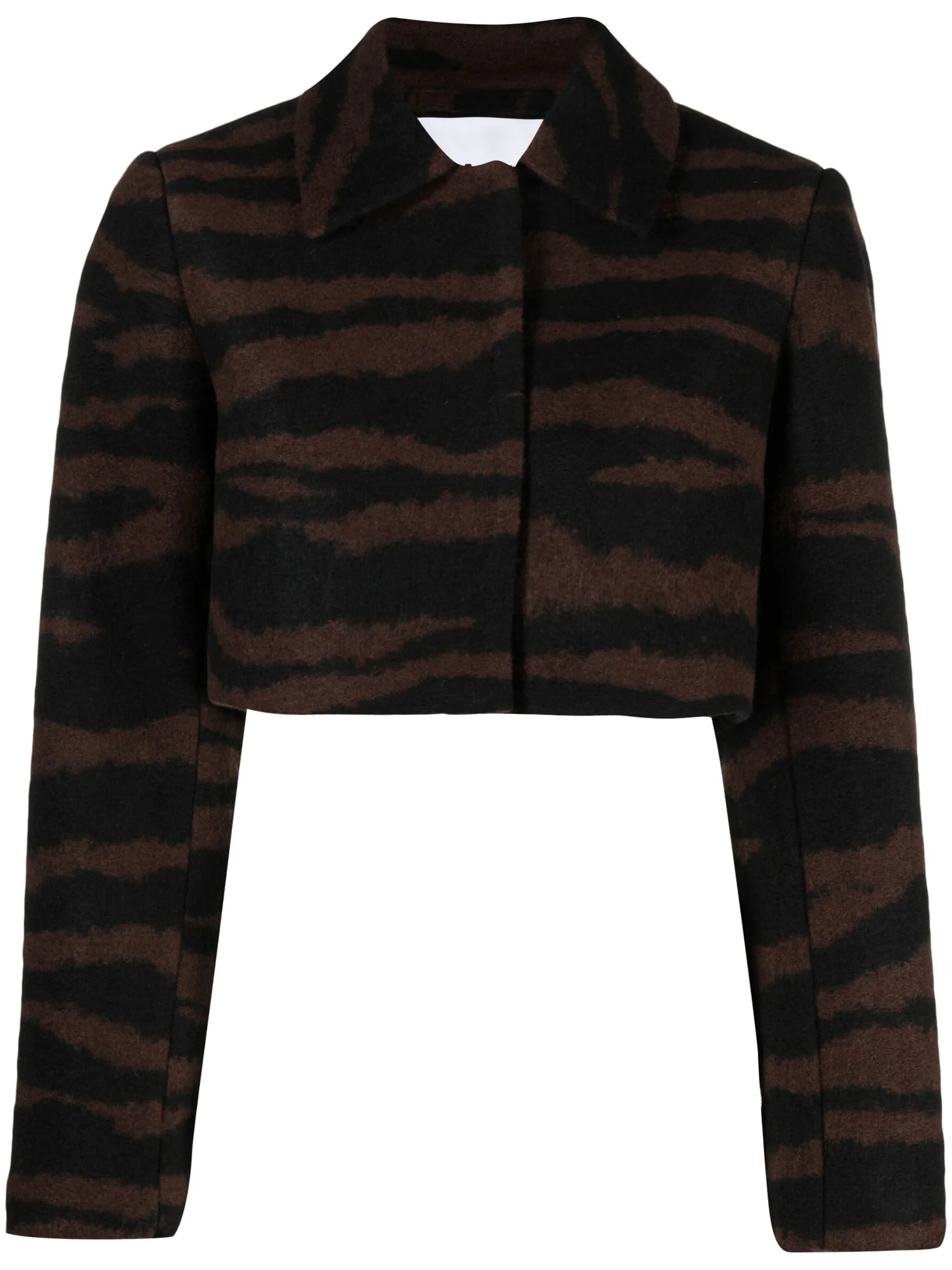 tiger-jacquard cropped jacket
