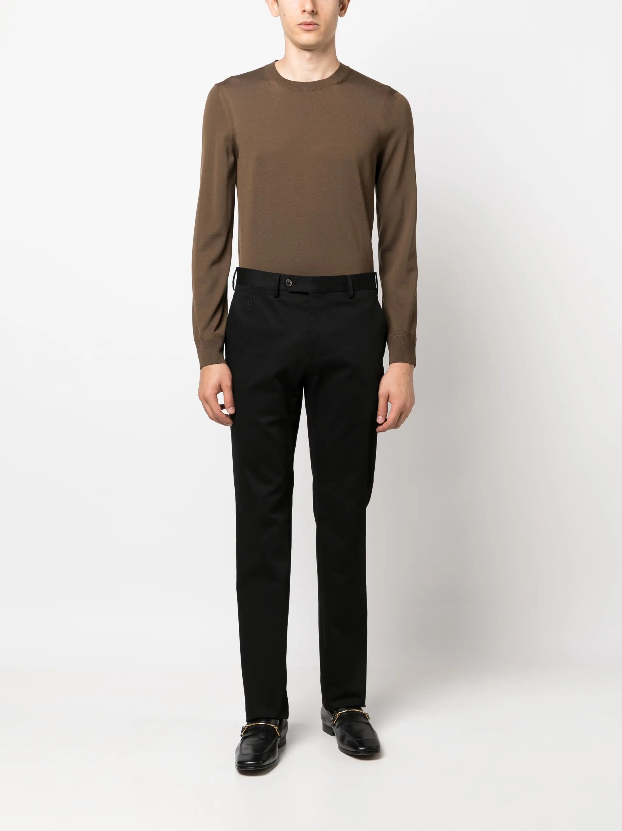 fine-knit crew-neck jumper