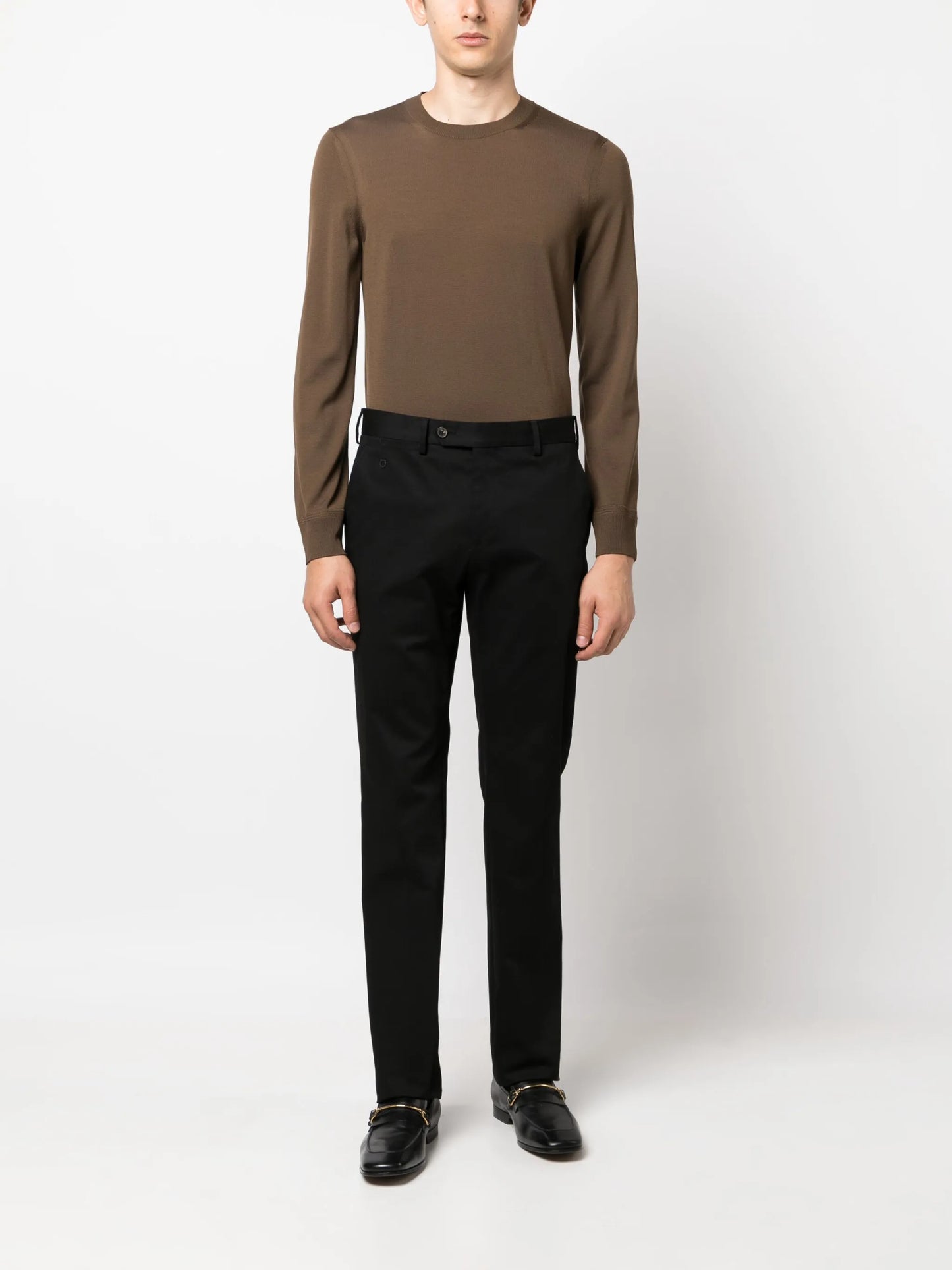 fine-knit crew-neck jumper