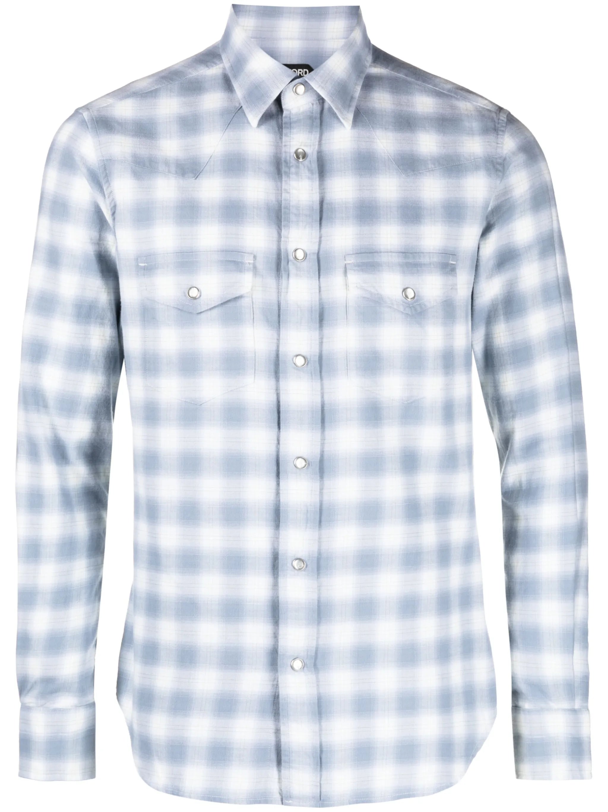 gingham-check cotton shirt