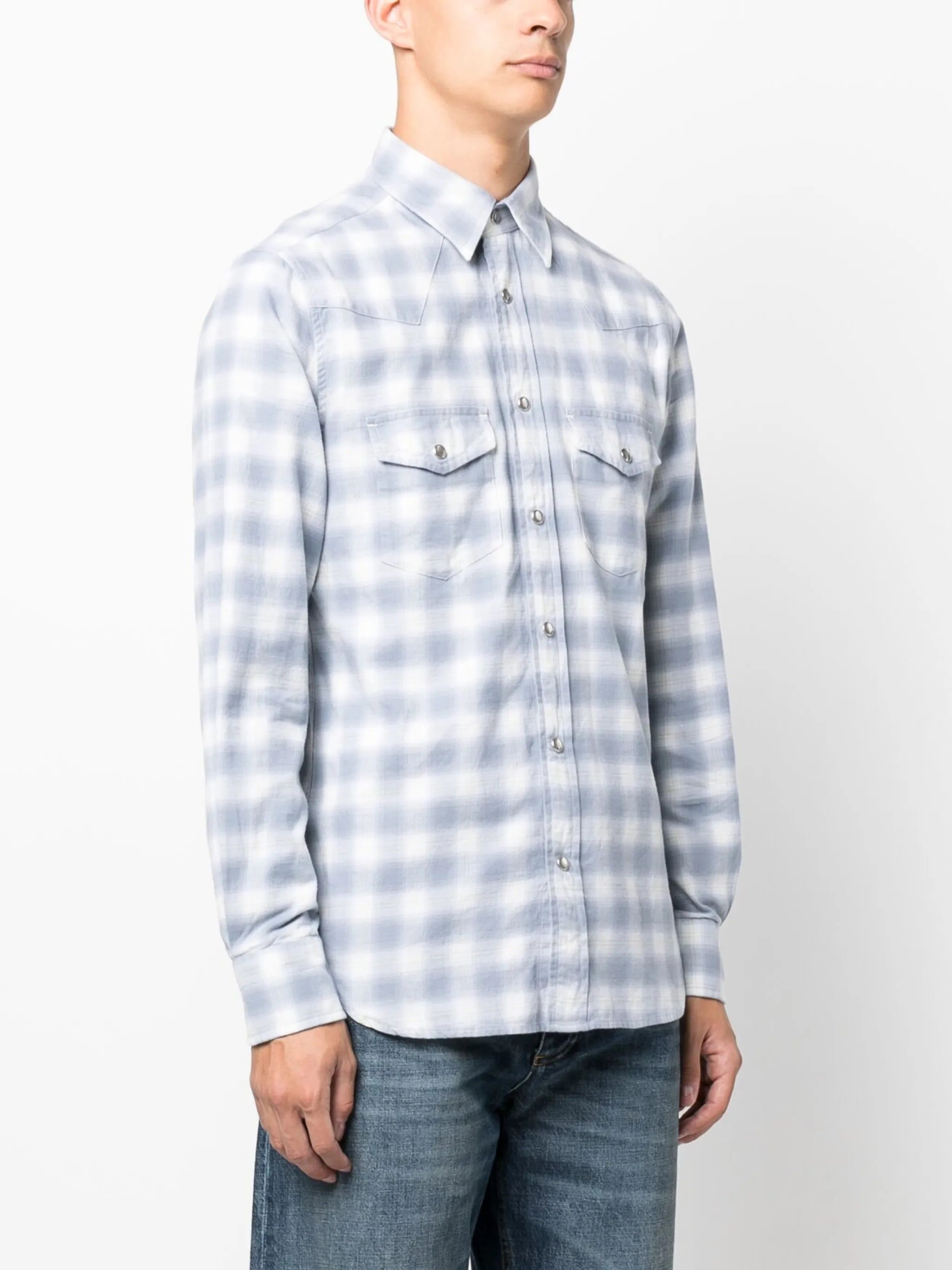 gingham-check cotton shirt