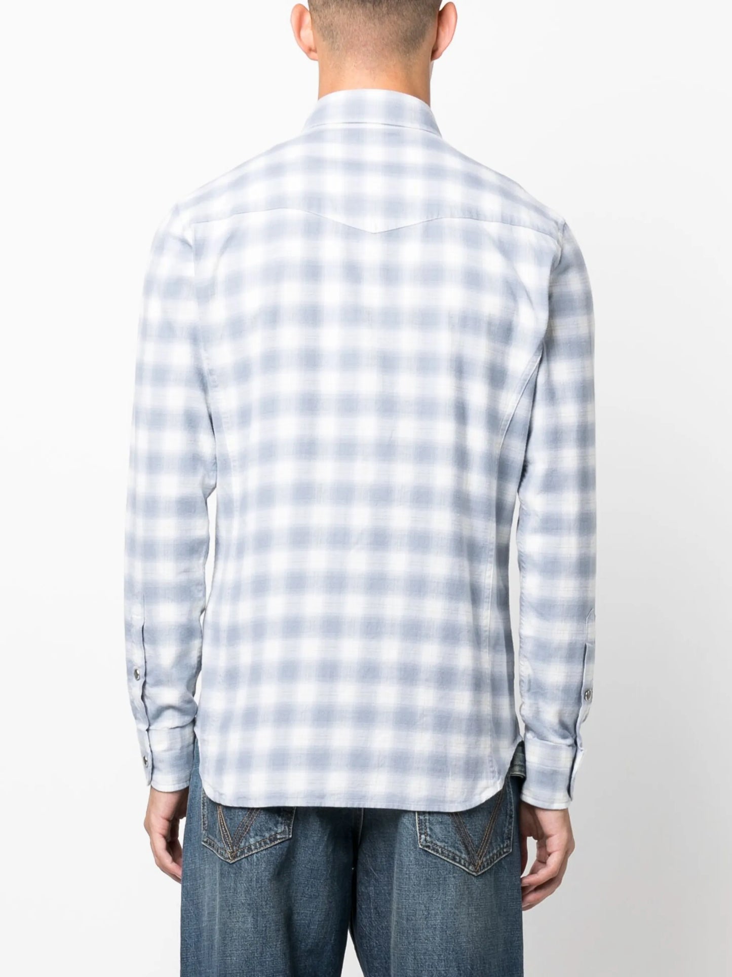 gingham-check cotton shirt