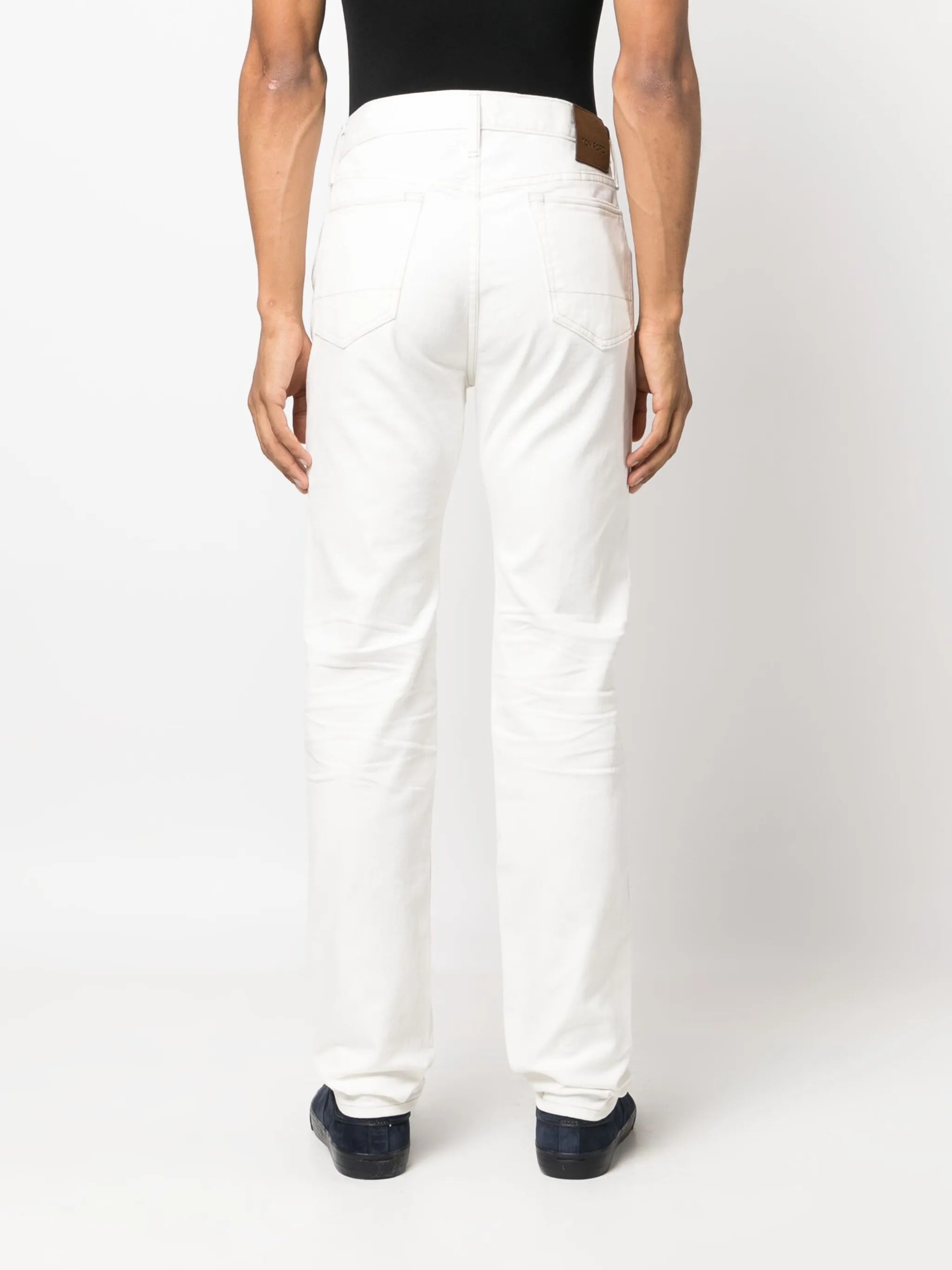 slim-cut cotton jeans