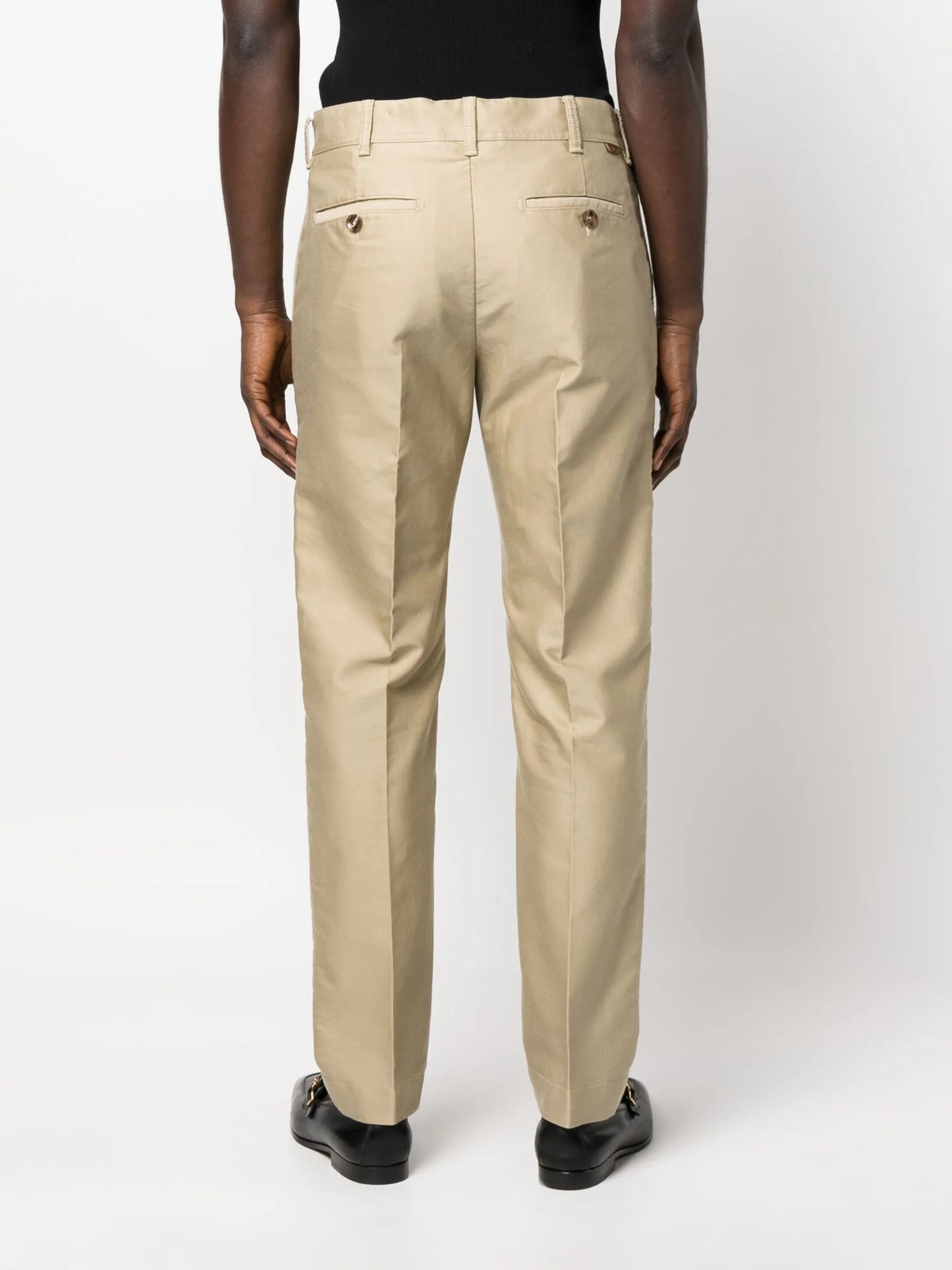 pressed-crease straight-leg tailored trousers
