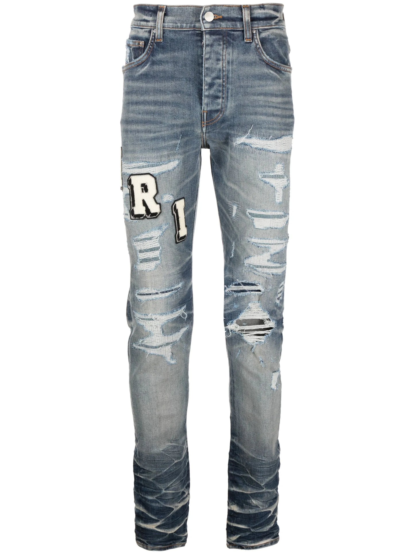 Varsity ripped skinny jeans