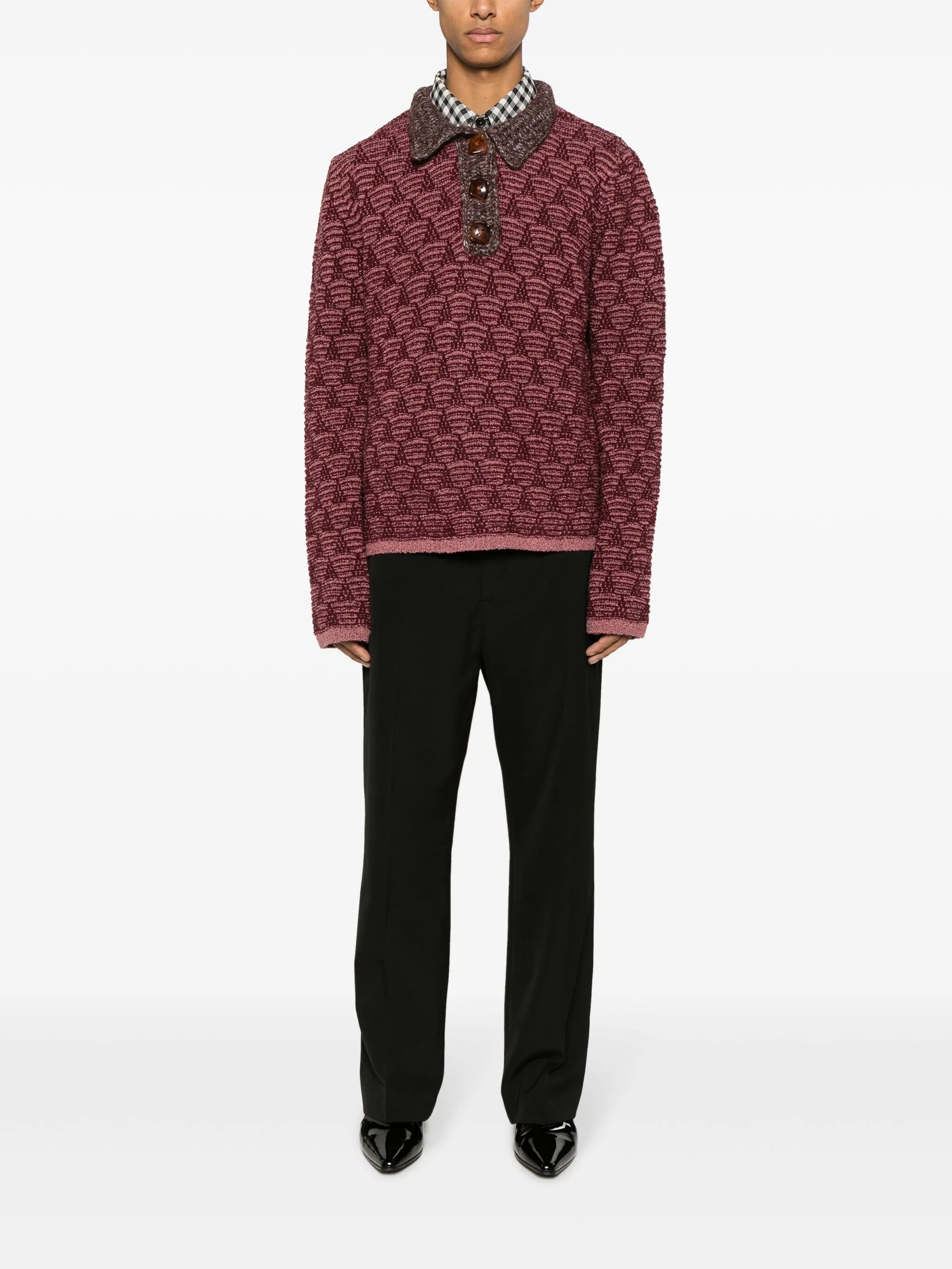 jacquard-knit polo shirt