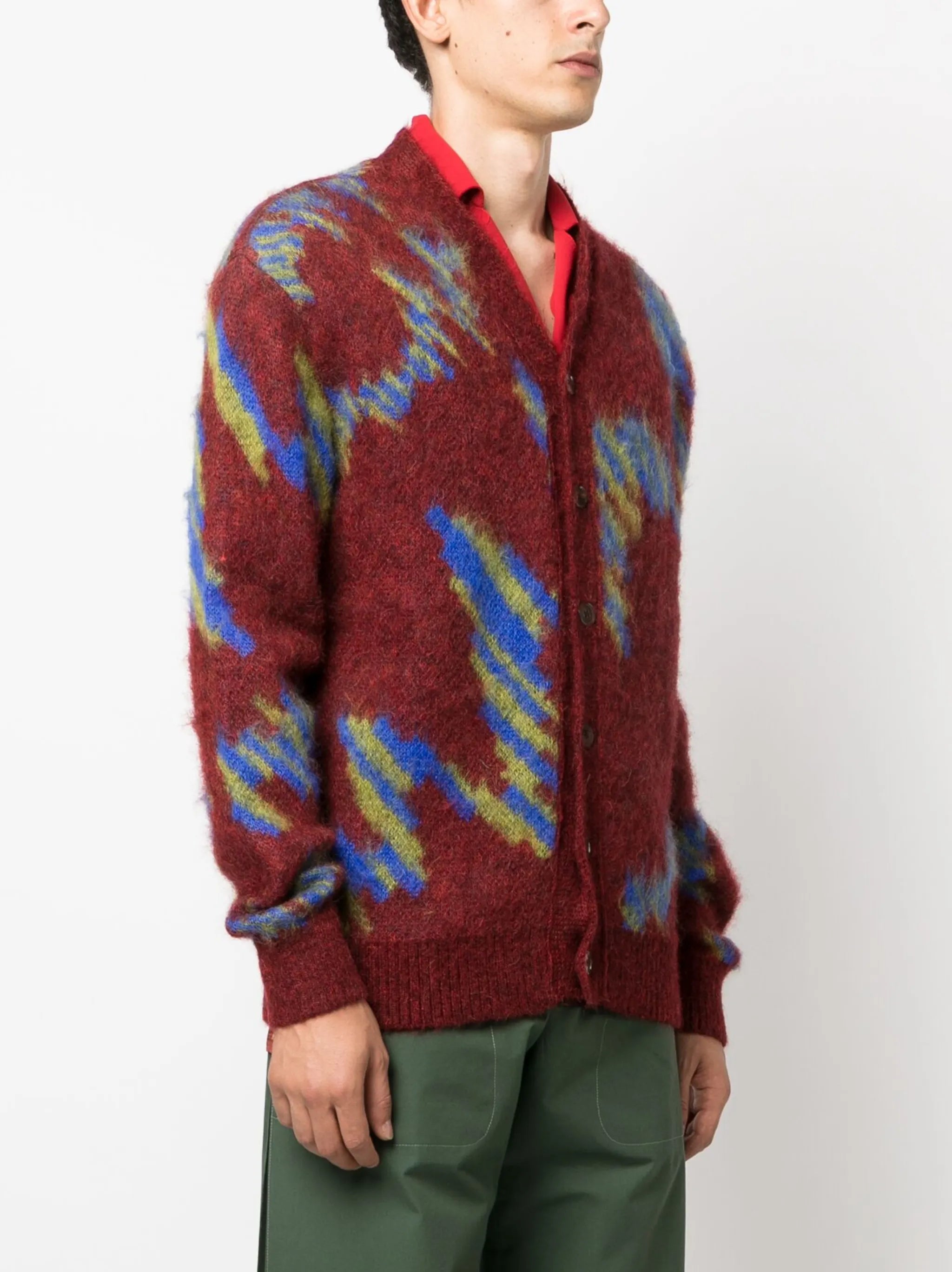 Ongoye patterned intarsia-knit cardigan