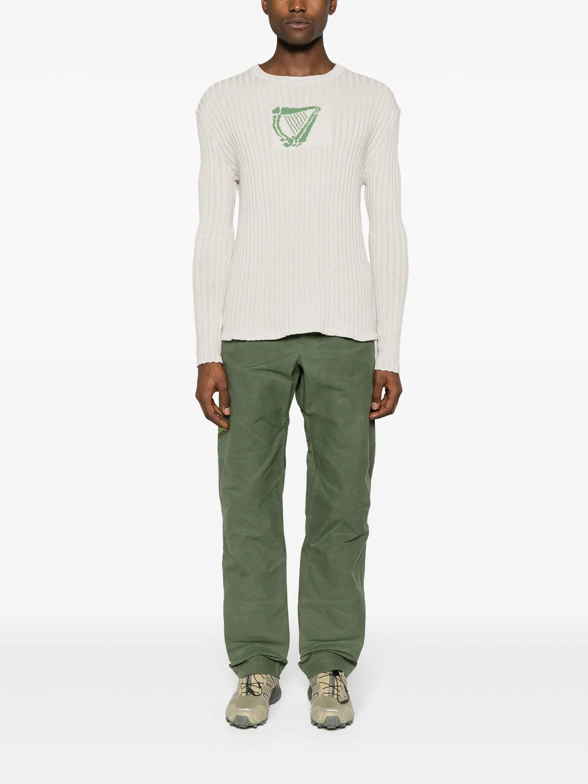 Harp intarsia-knit ribbed jumper