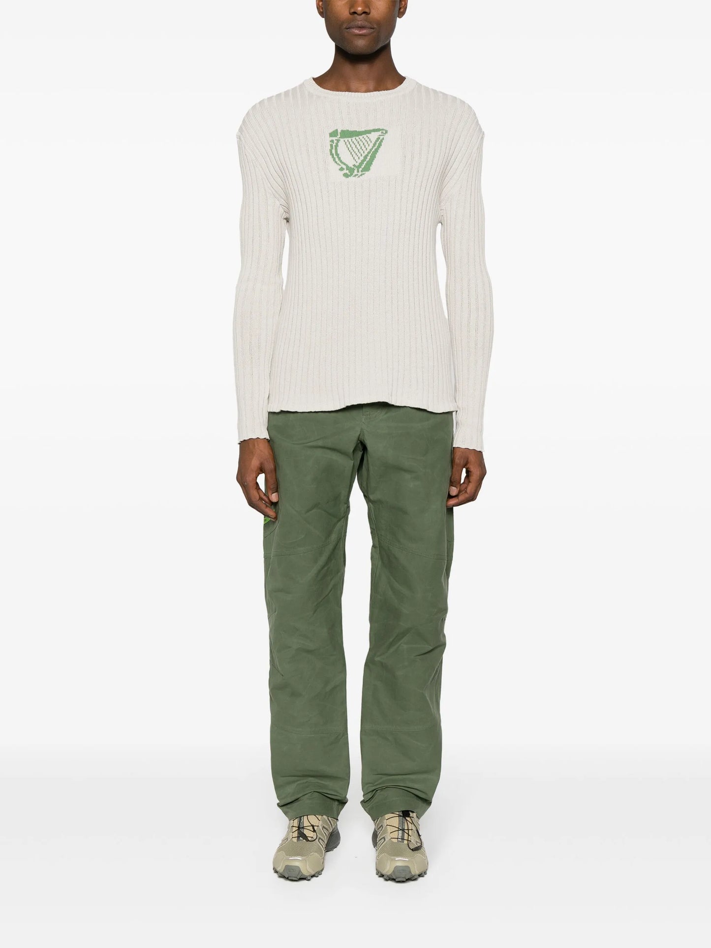 Harp intarsia-knit ribbed jumper