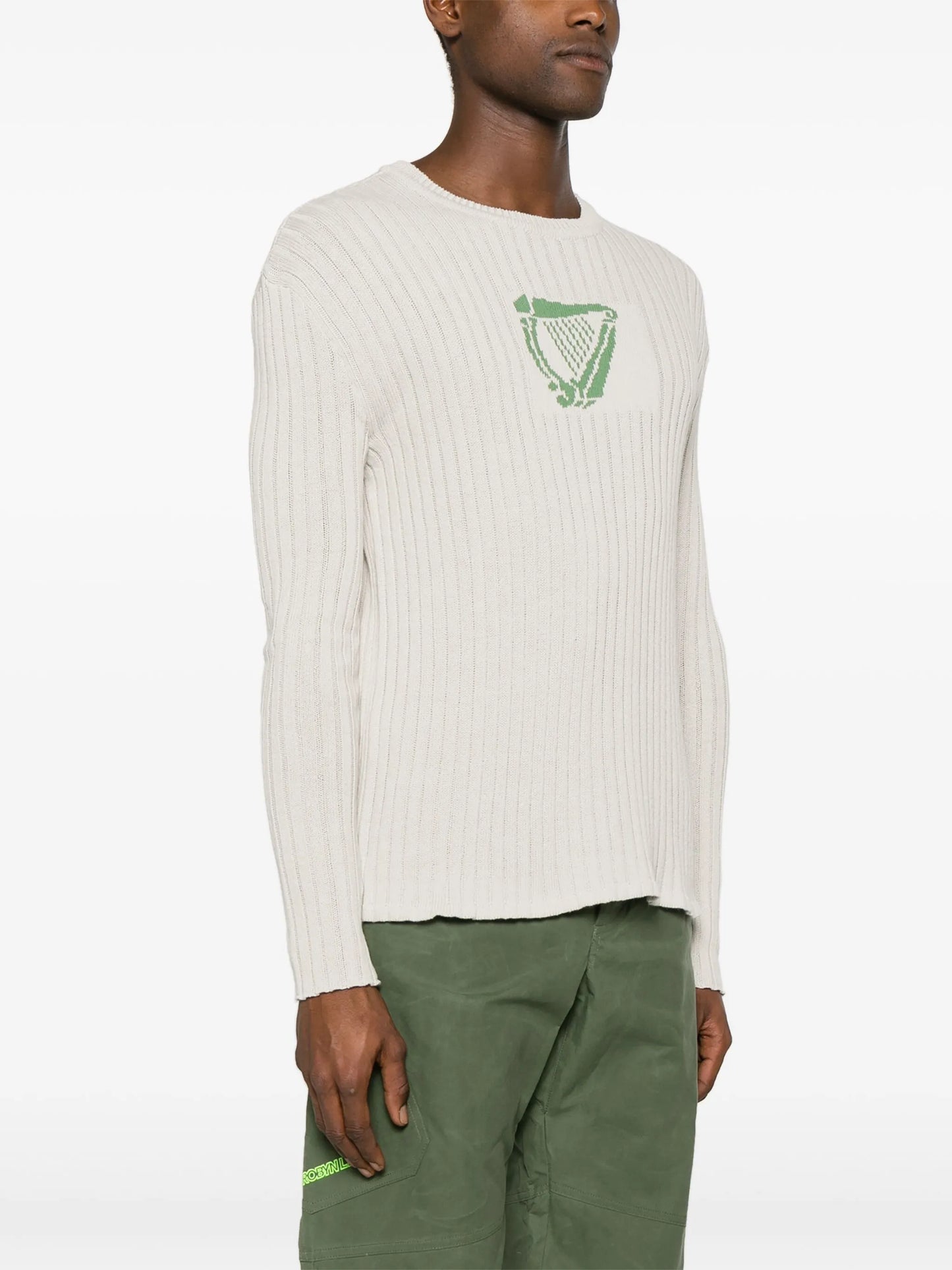 Harp intarsia-knit ribbed jumper