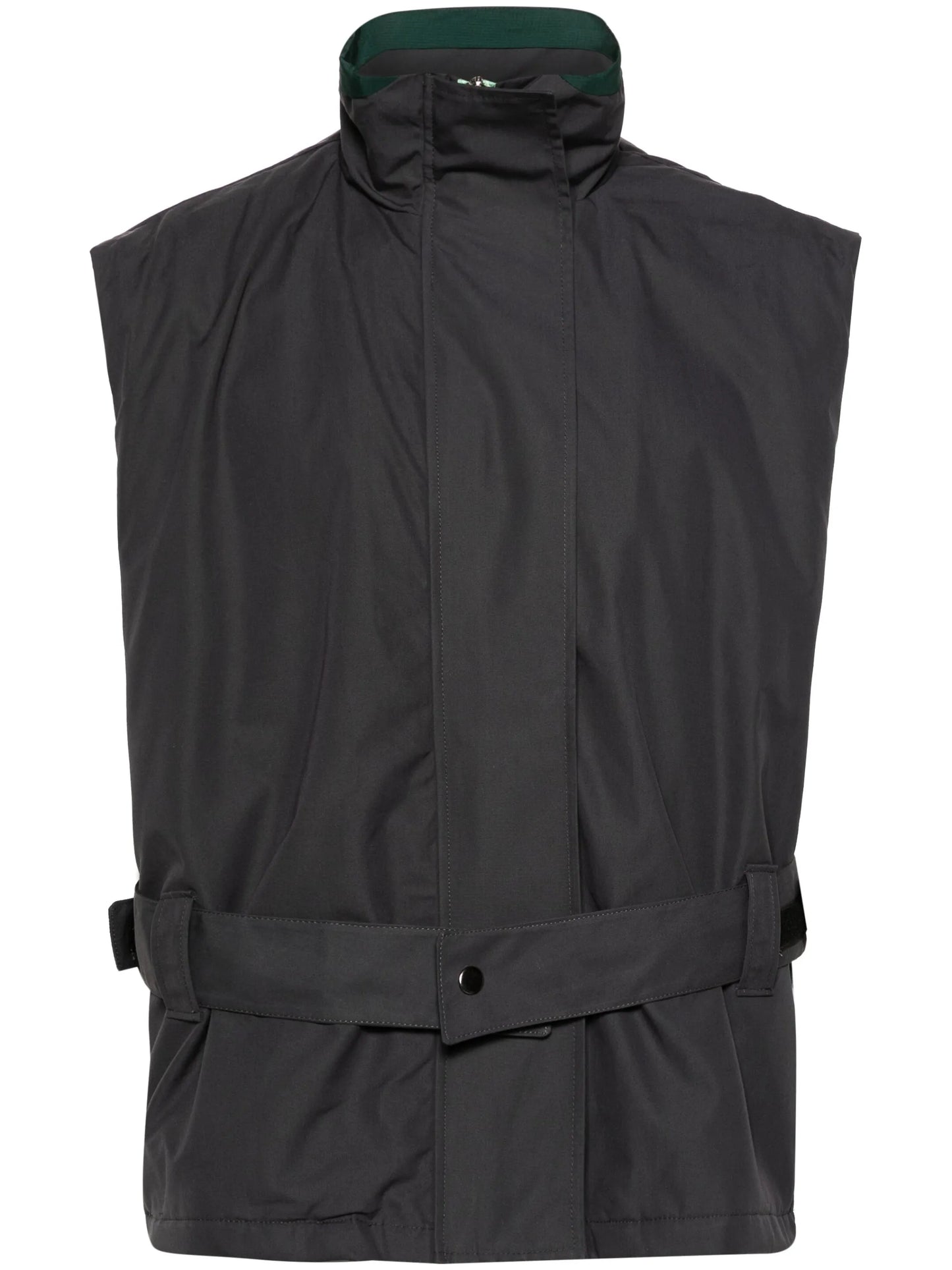 piping-detailed zip-up gilet