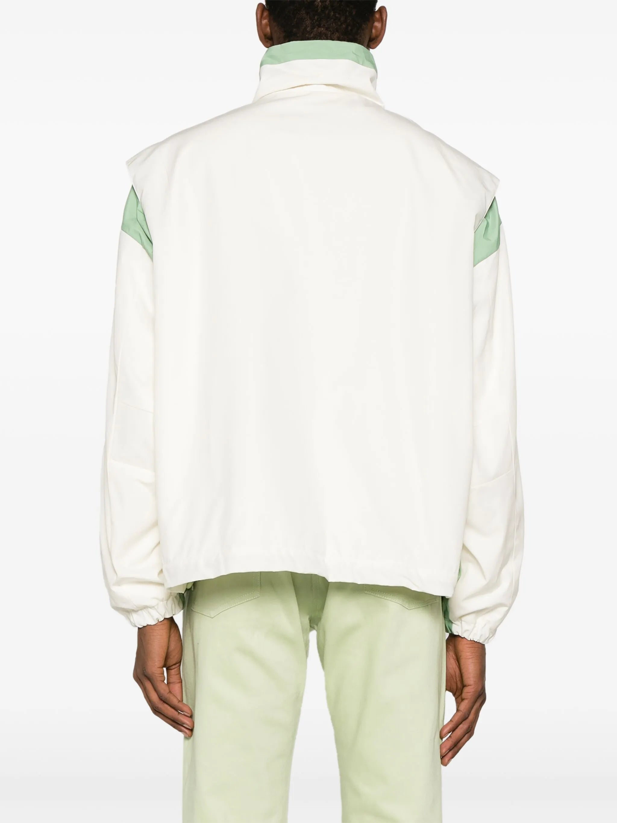 piping-detailed zip-up jacket