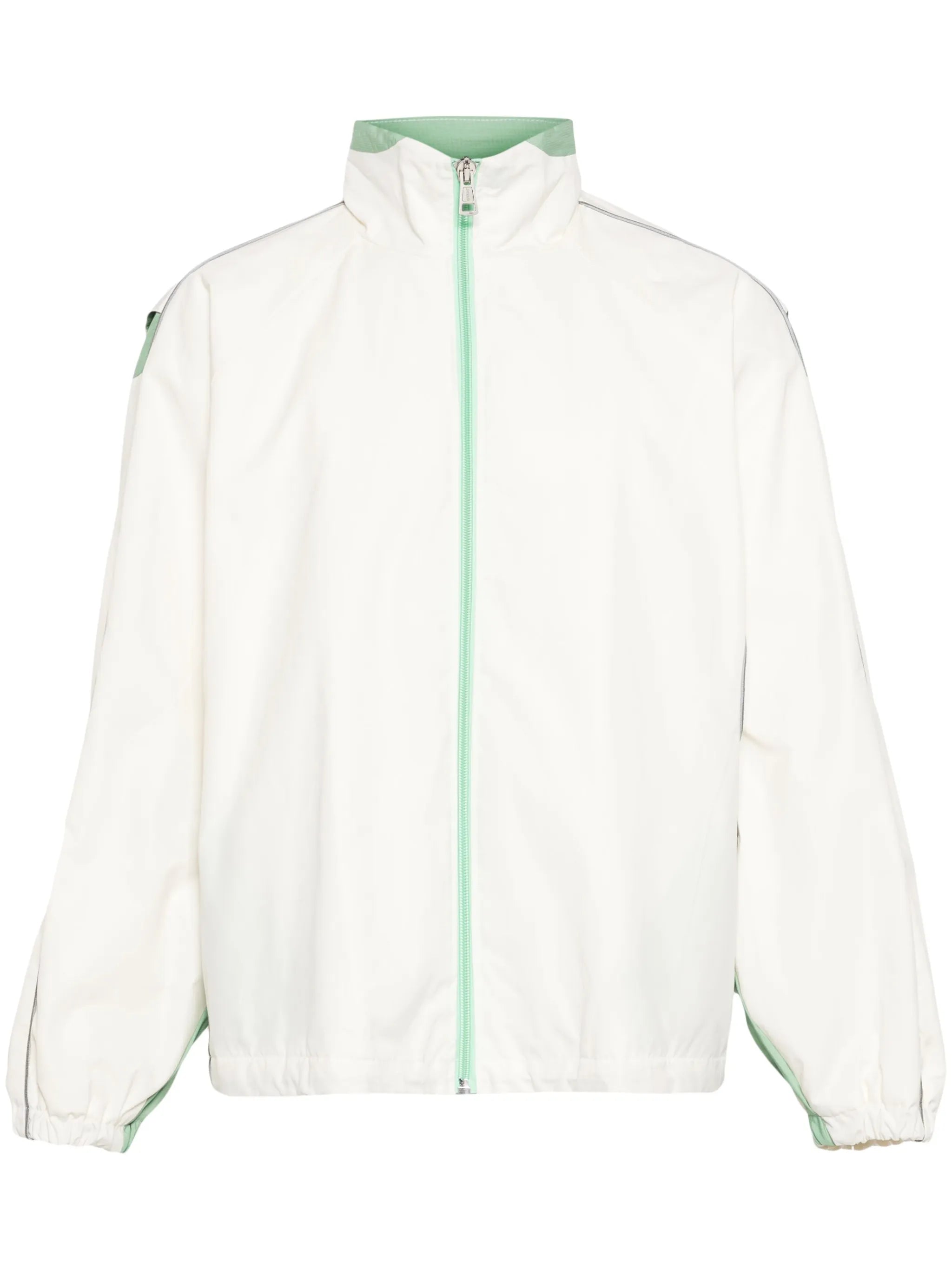 piping-detailed zip-up jacket