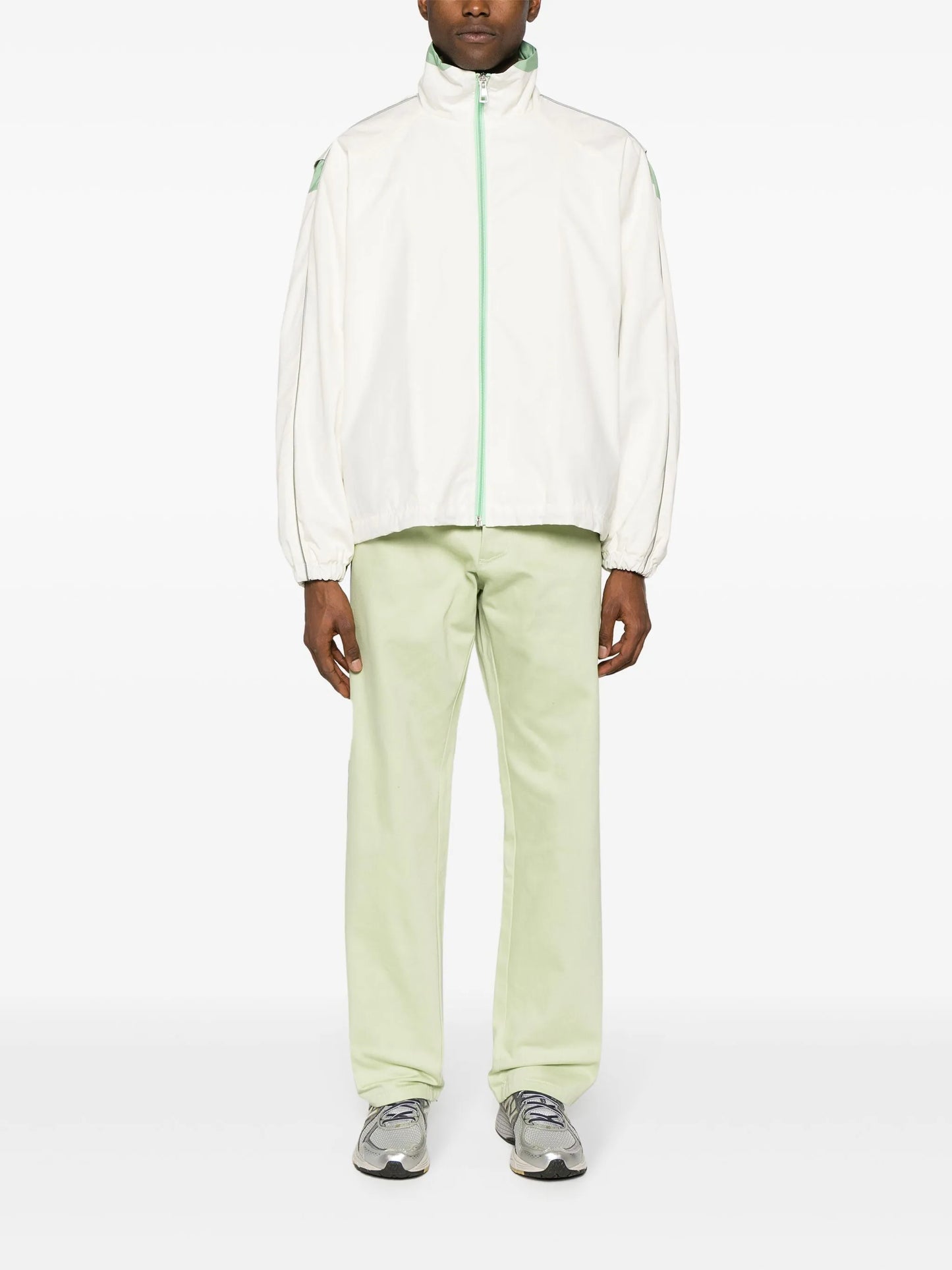 piping-detailed zip-up jacket