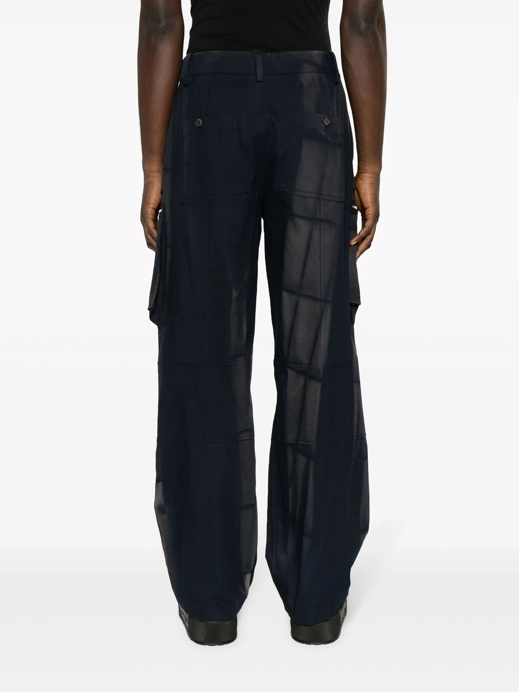 bleached-effect straight-leg trousers