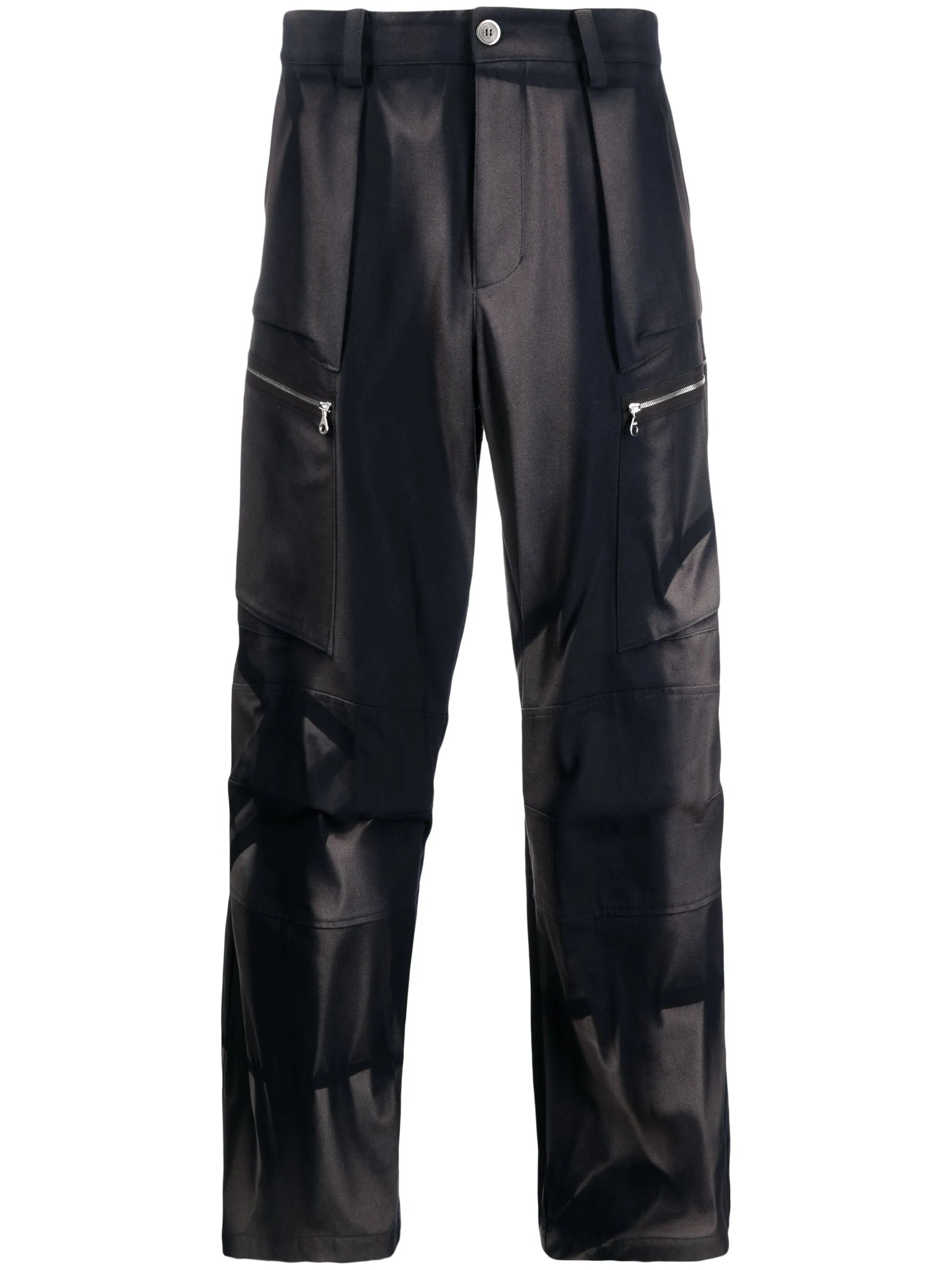 bleached-effect straight-leg trousers