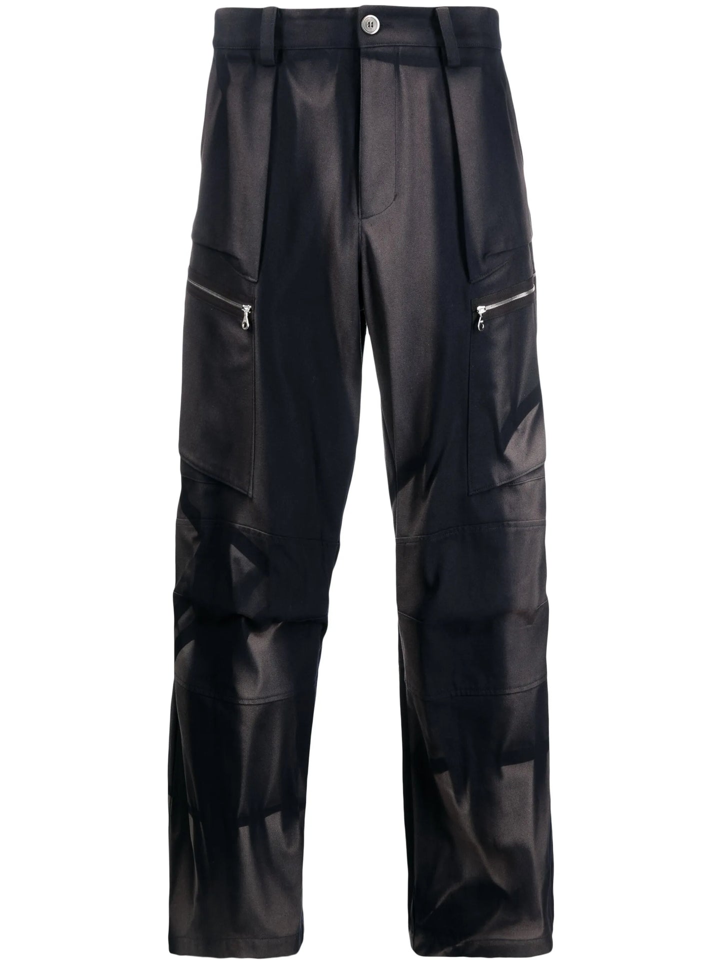 bleached-effect straight-leg trousers