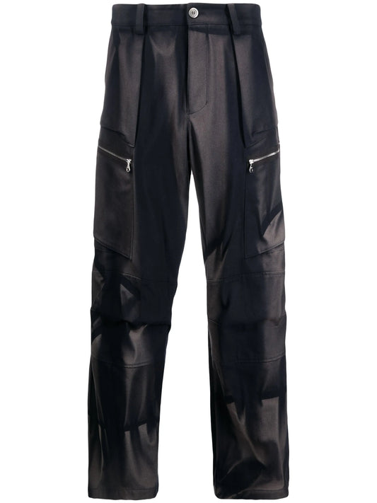 bleached-effect straight-leg trousers