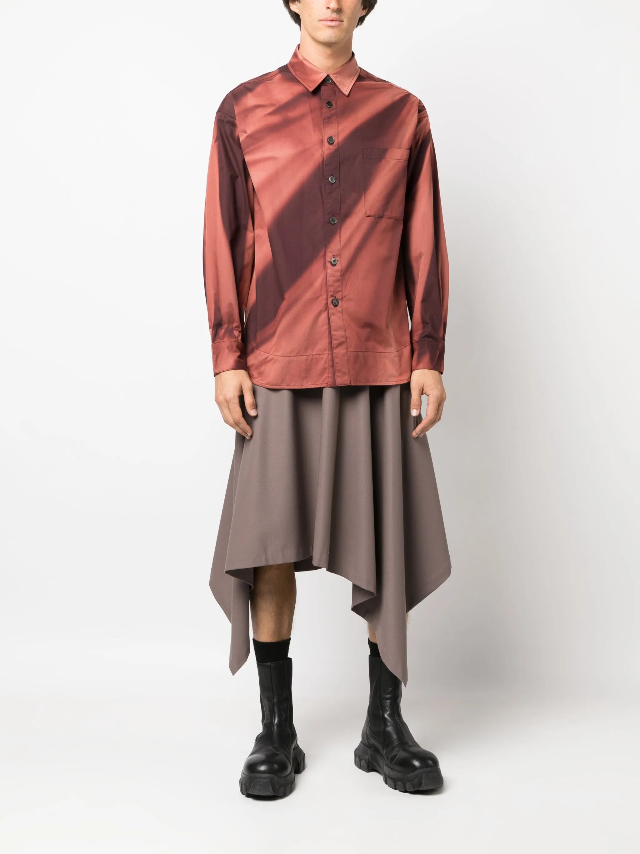 bleached-effect cotton shirt