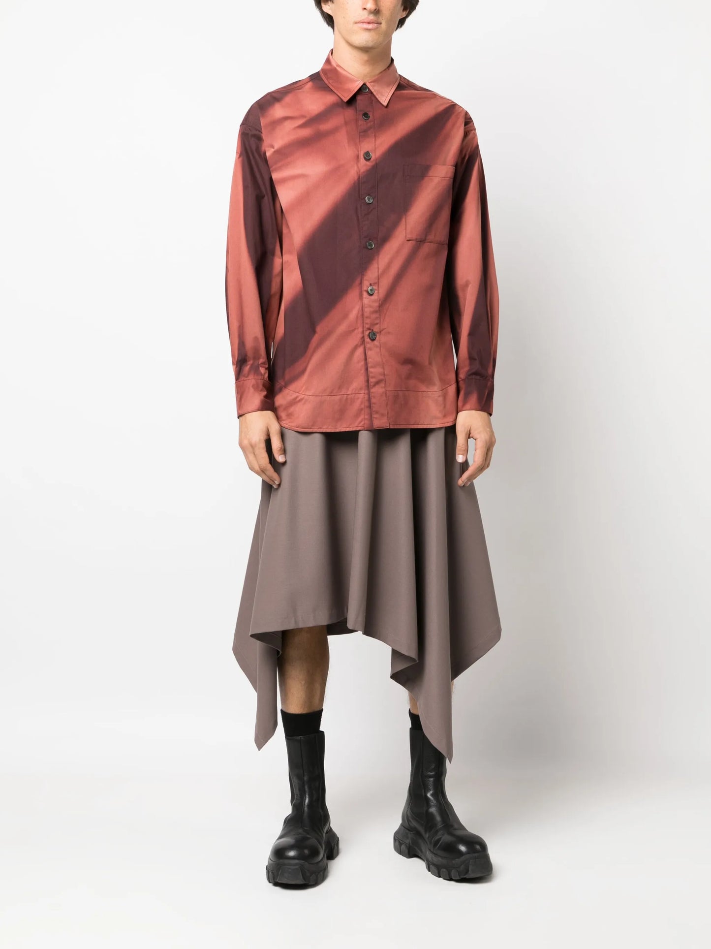 bleached-effect cotton shirt