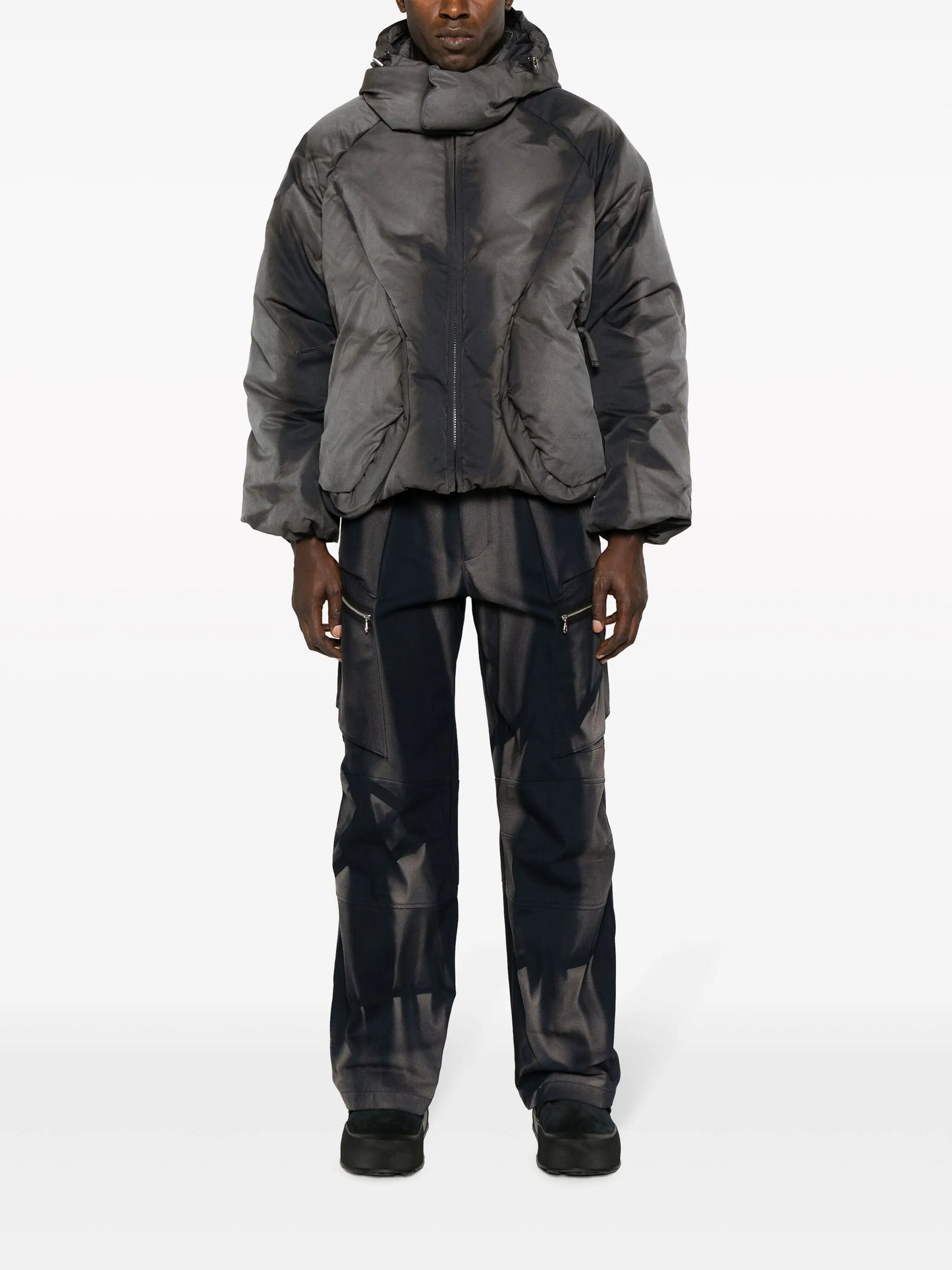 bleached-effect padded jacket
