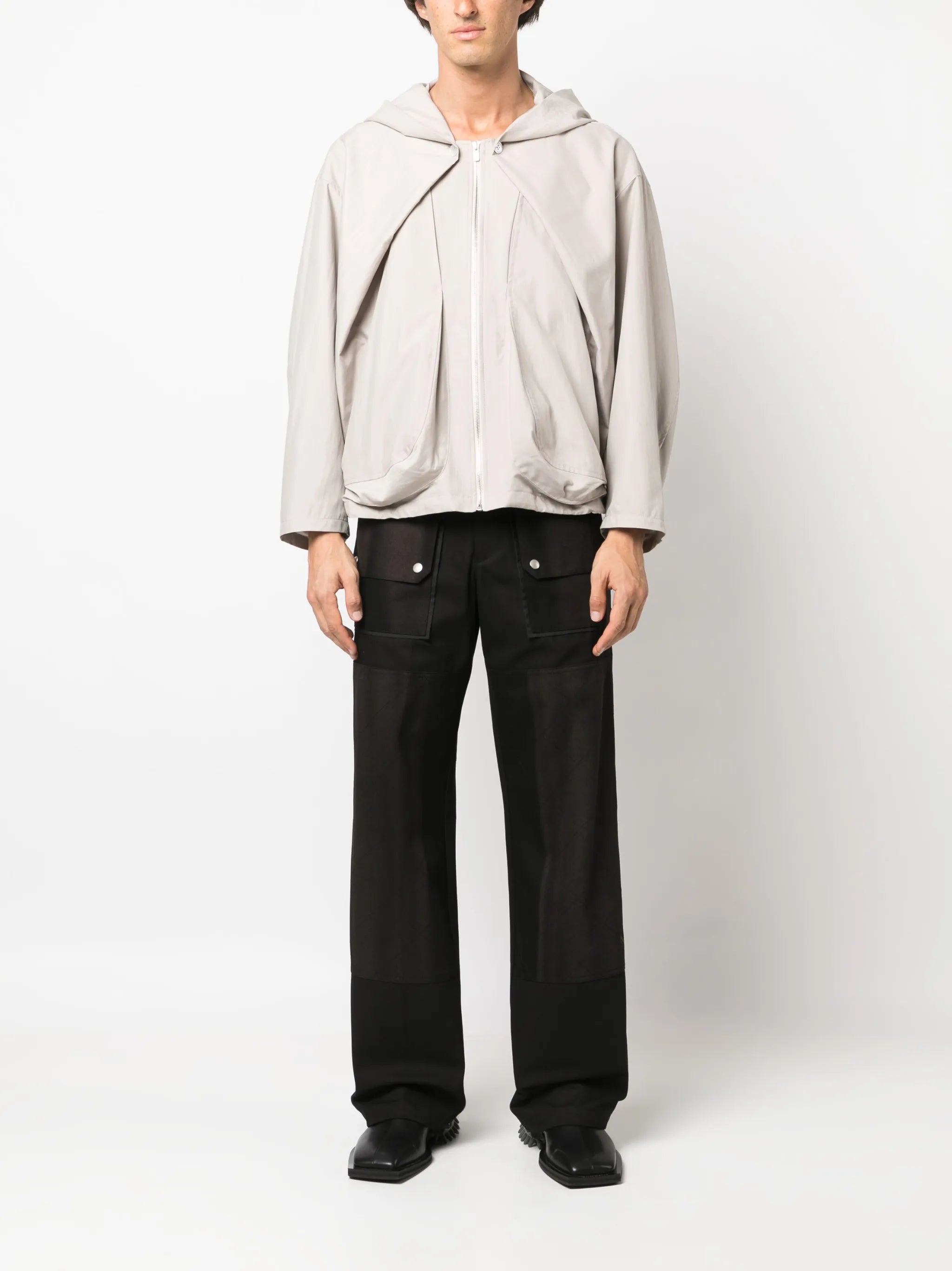draped-design hooded jacket