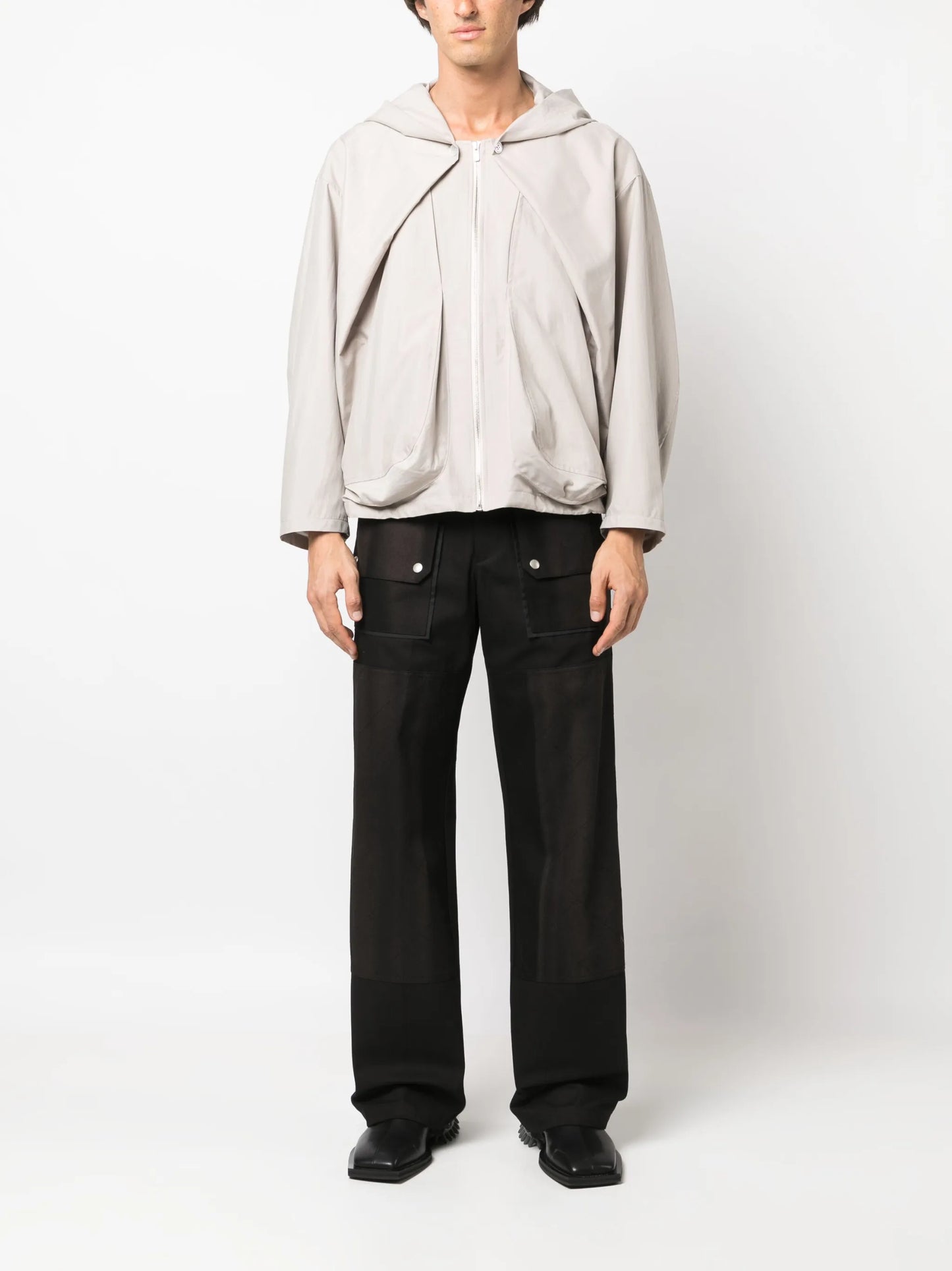 draped-design hooded jacket