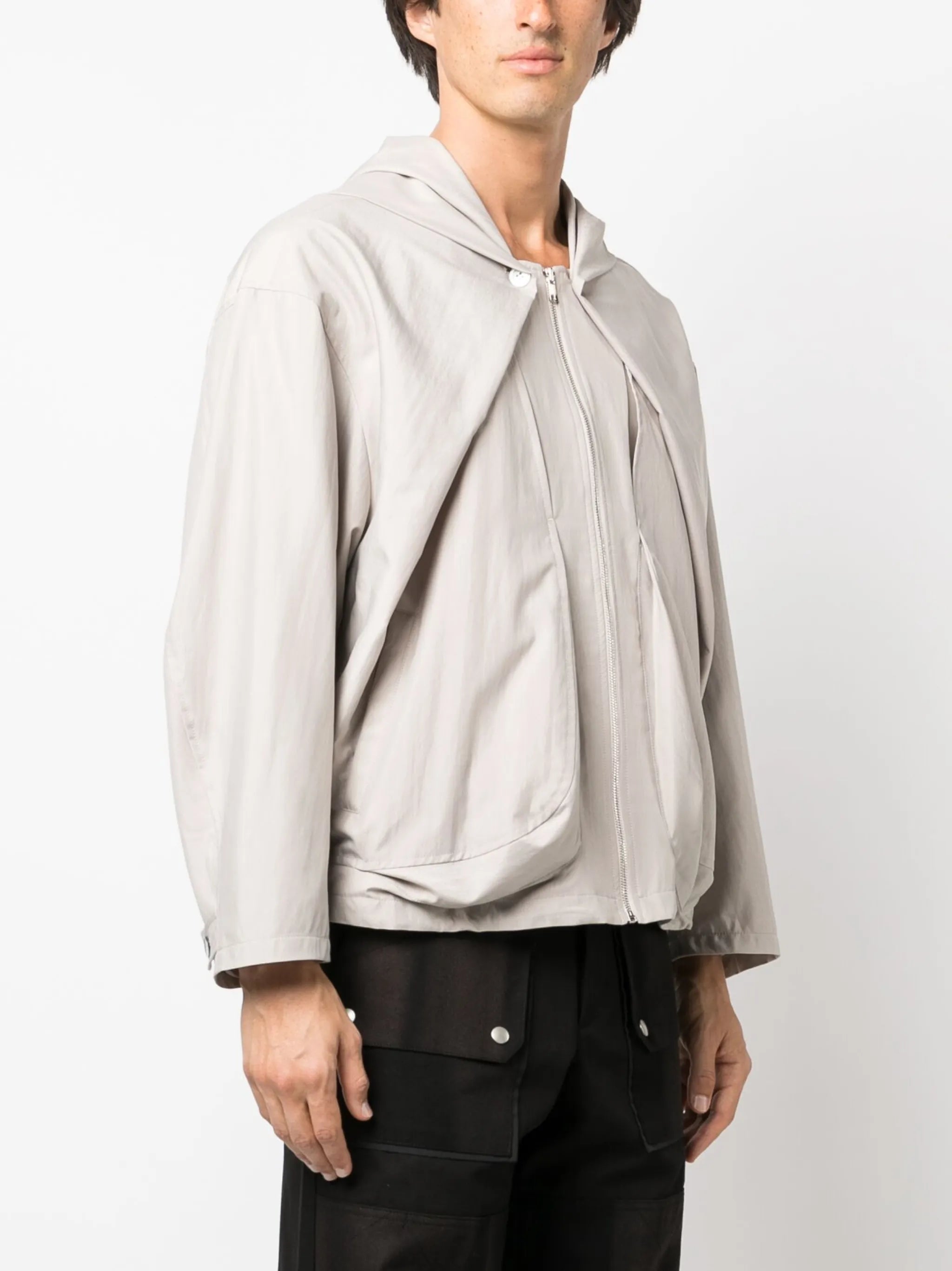 draped-design hooded jacket