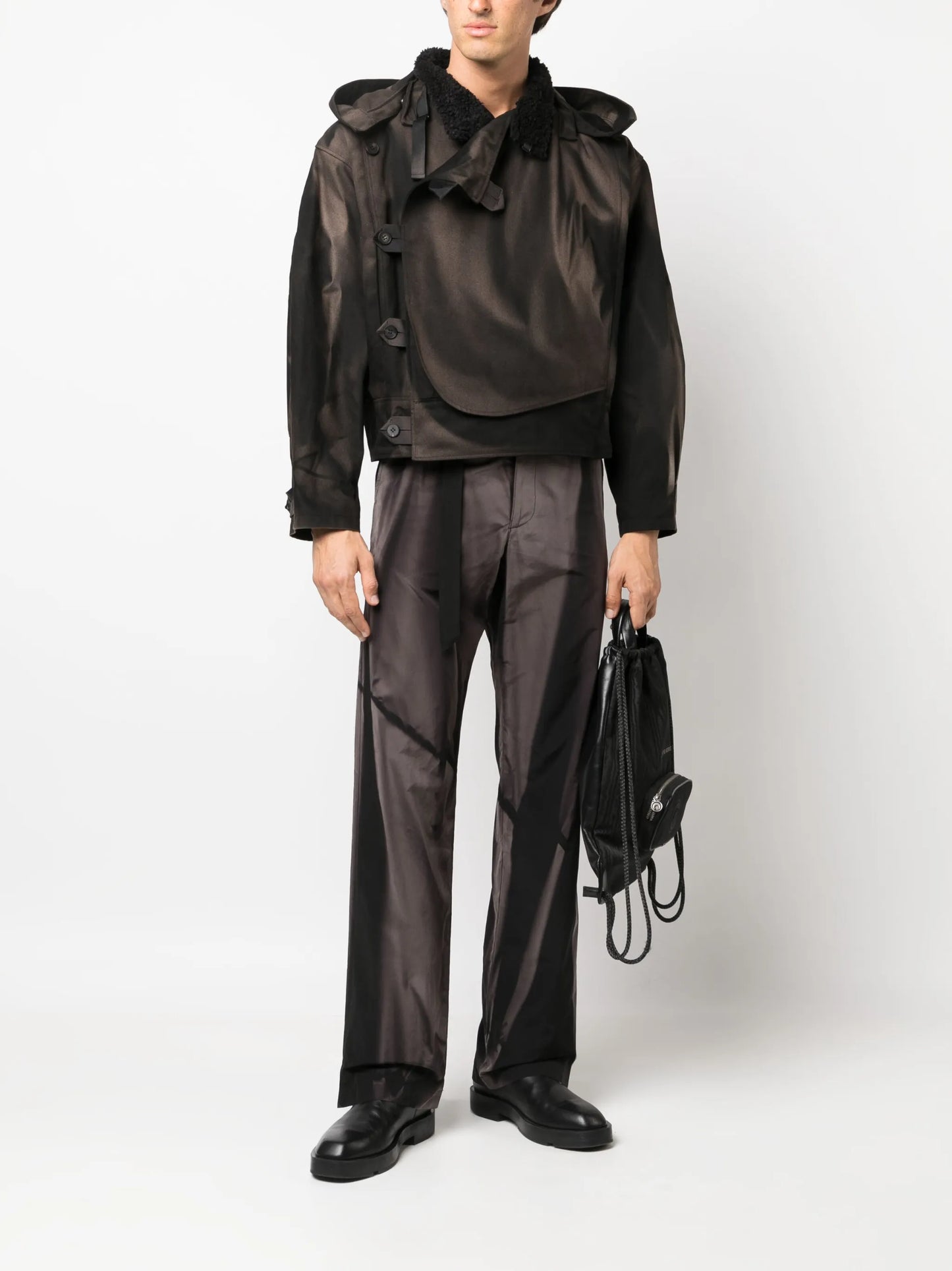 sun-bleached effect asymmetric jacket