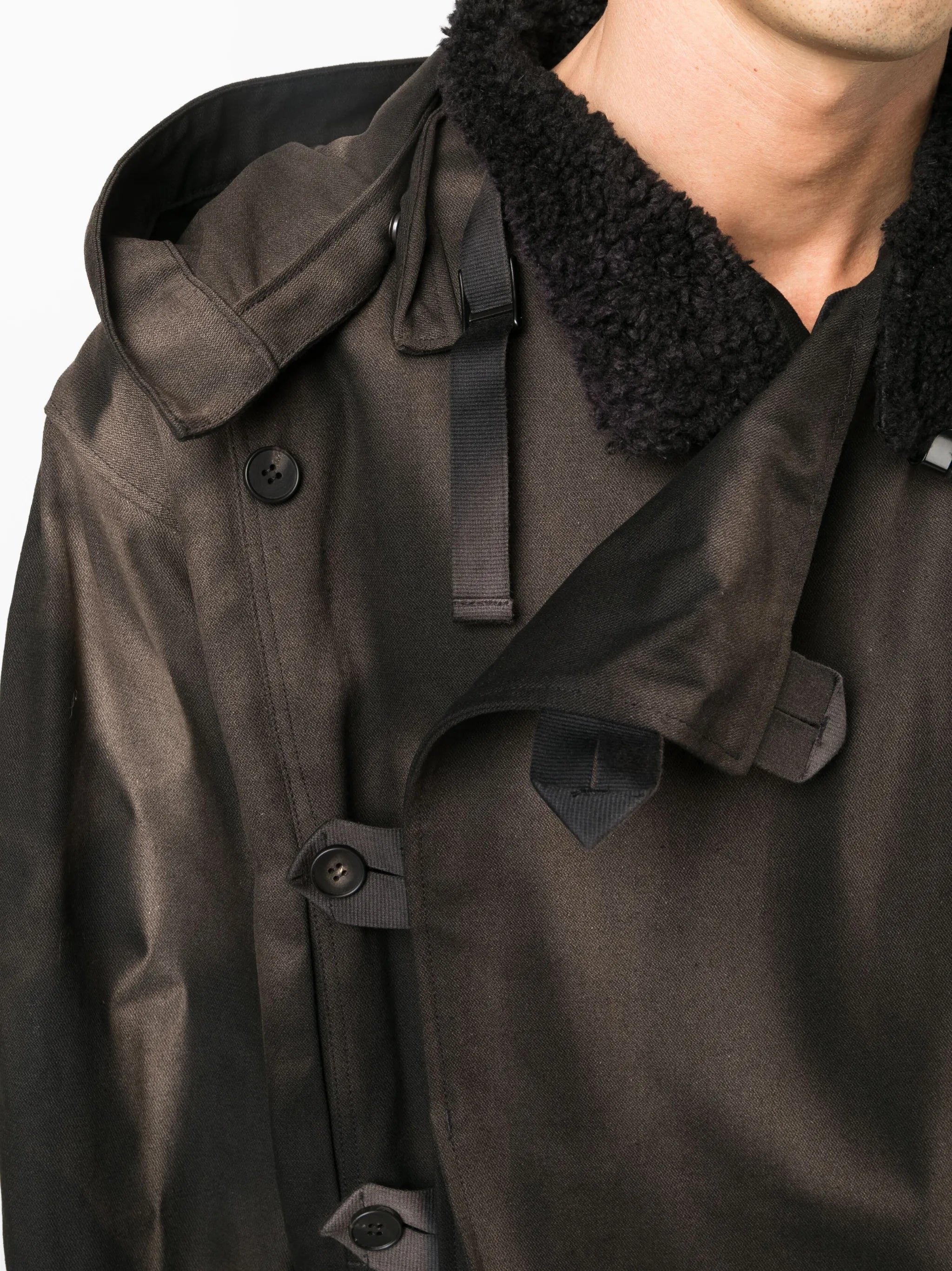 sun-bleached effect asymmetric jacket