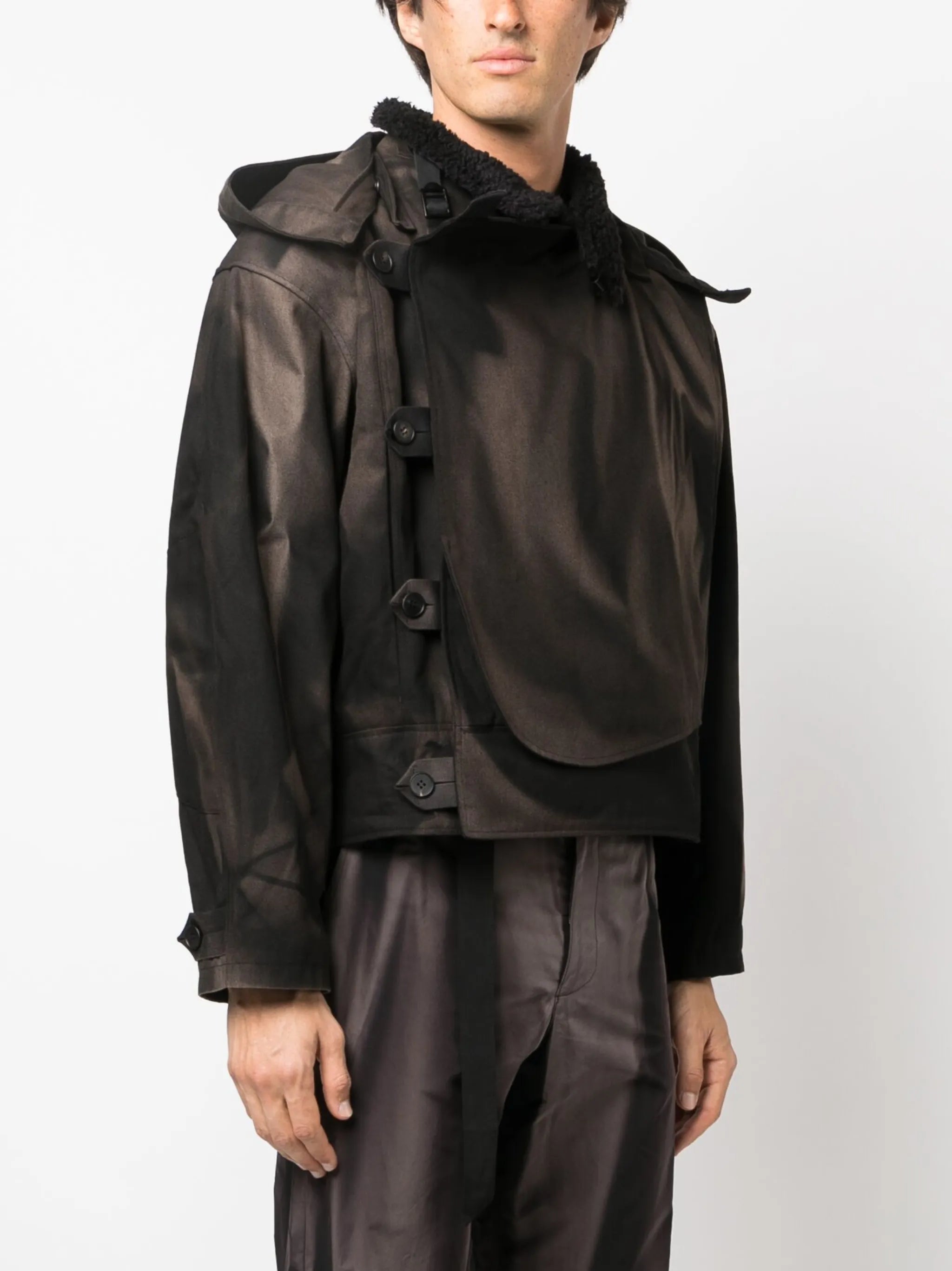 sun-bleached effect asymmetric jacket