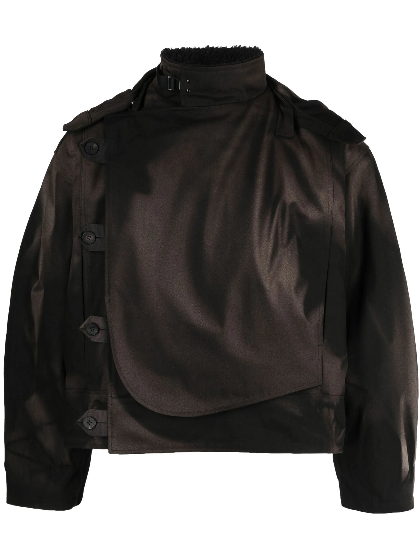 sun-bleached effect asymmetric jacket