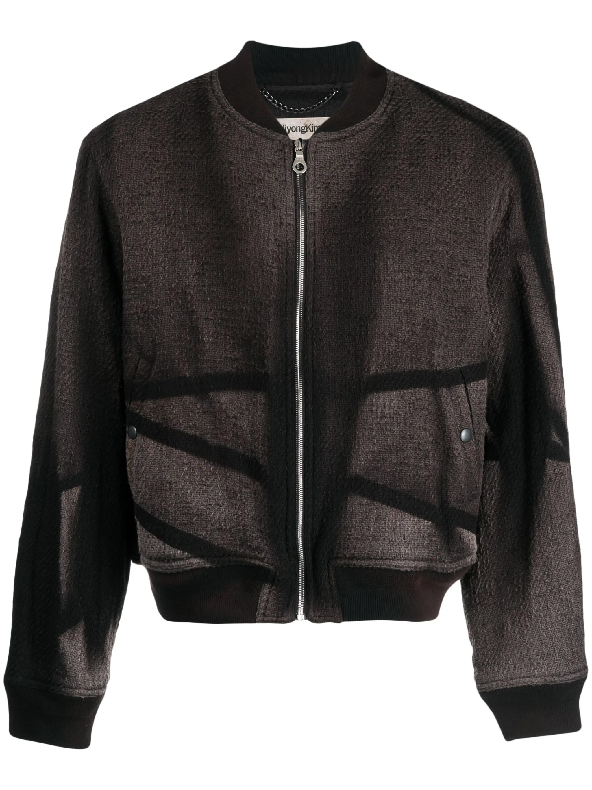 bleached-effect tweed bomber jacket