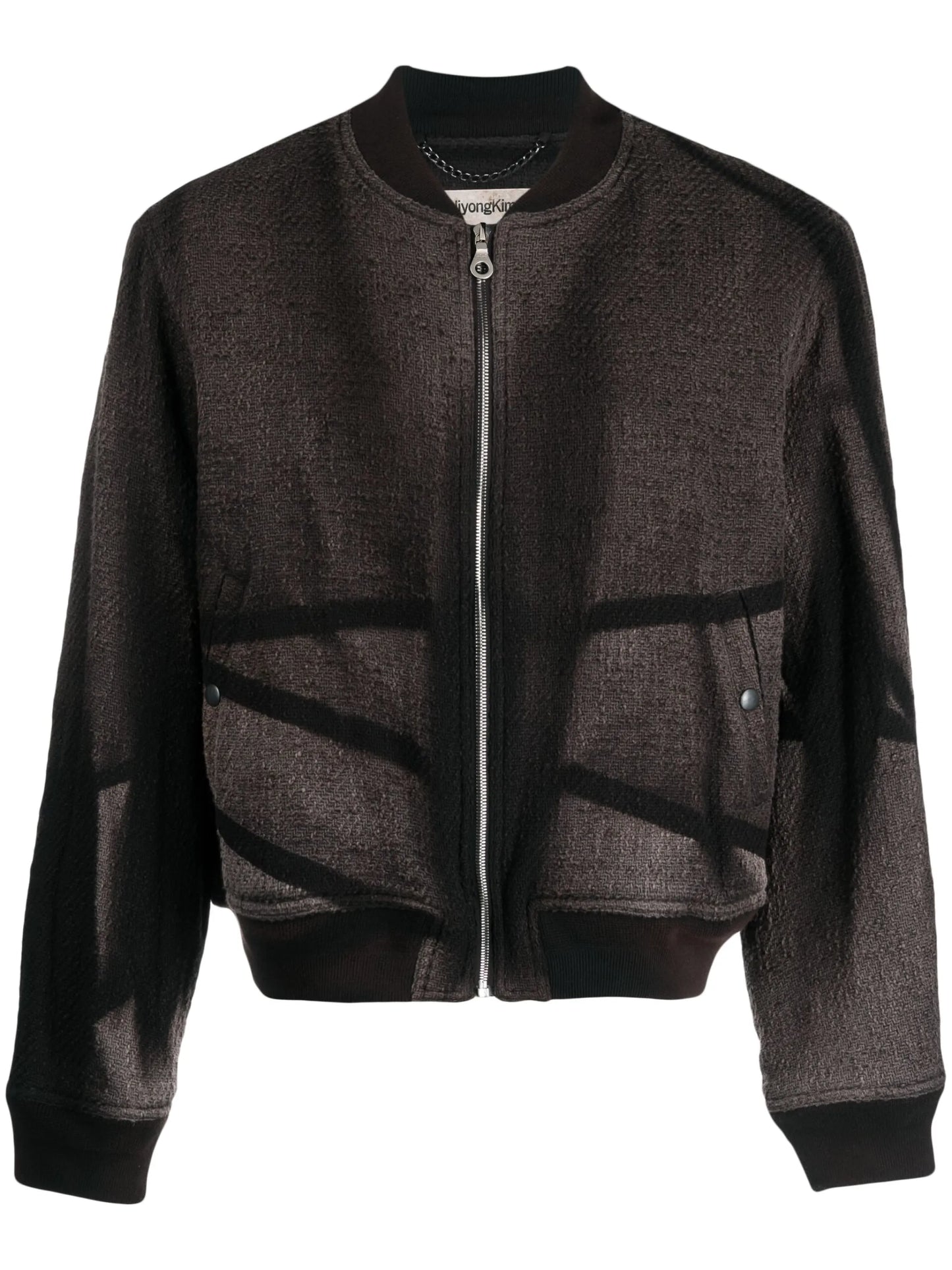 bleached-effect tweed bomber jacket