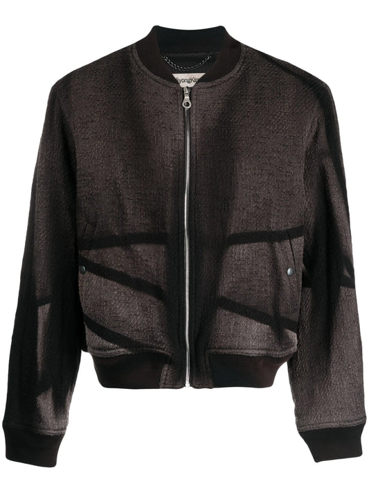 bleached-effect tweed bomber jacket