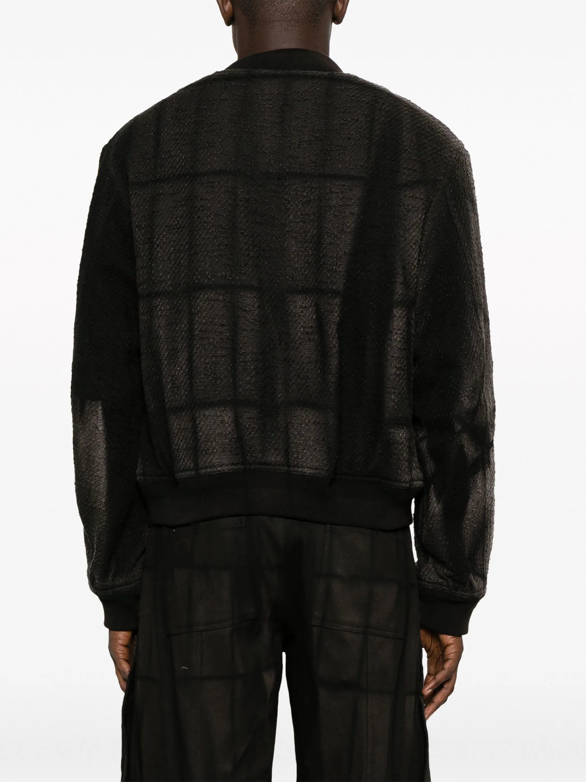bleached-effect tweed bomber jacket