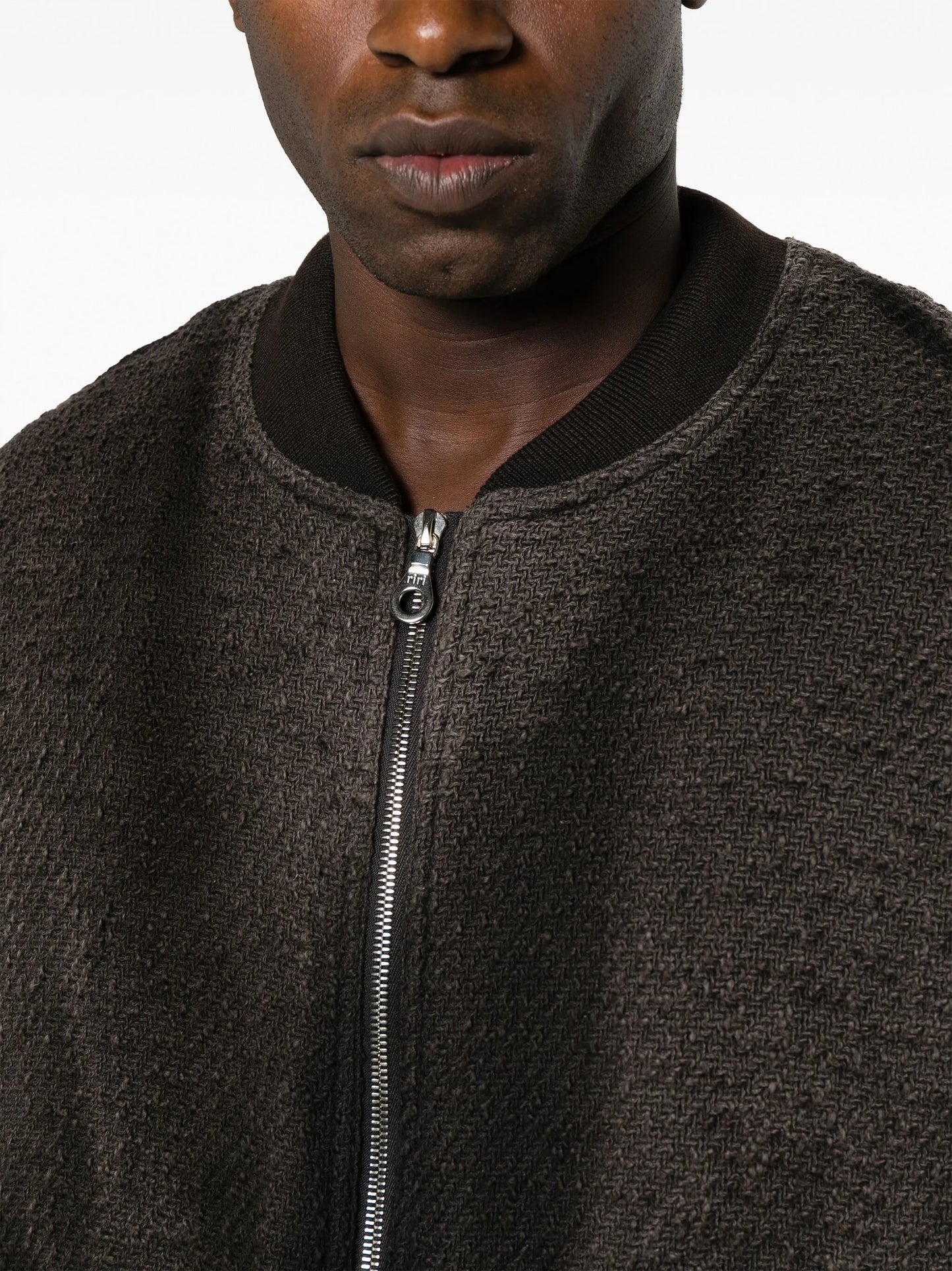 bleached-effect tweed bomber jacket
