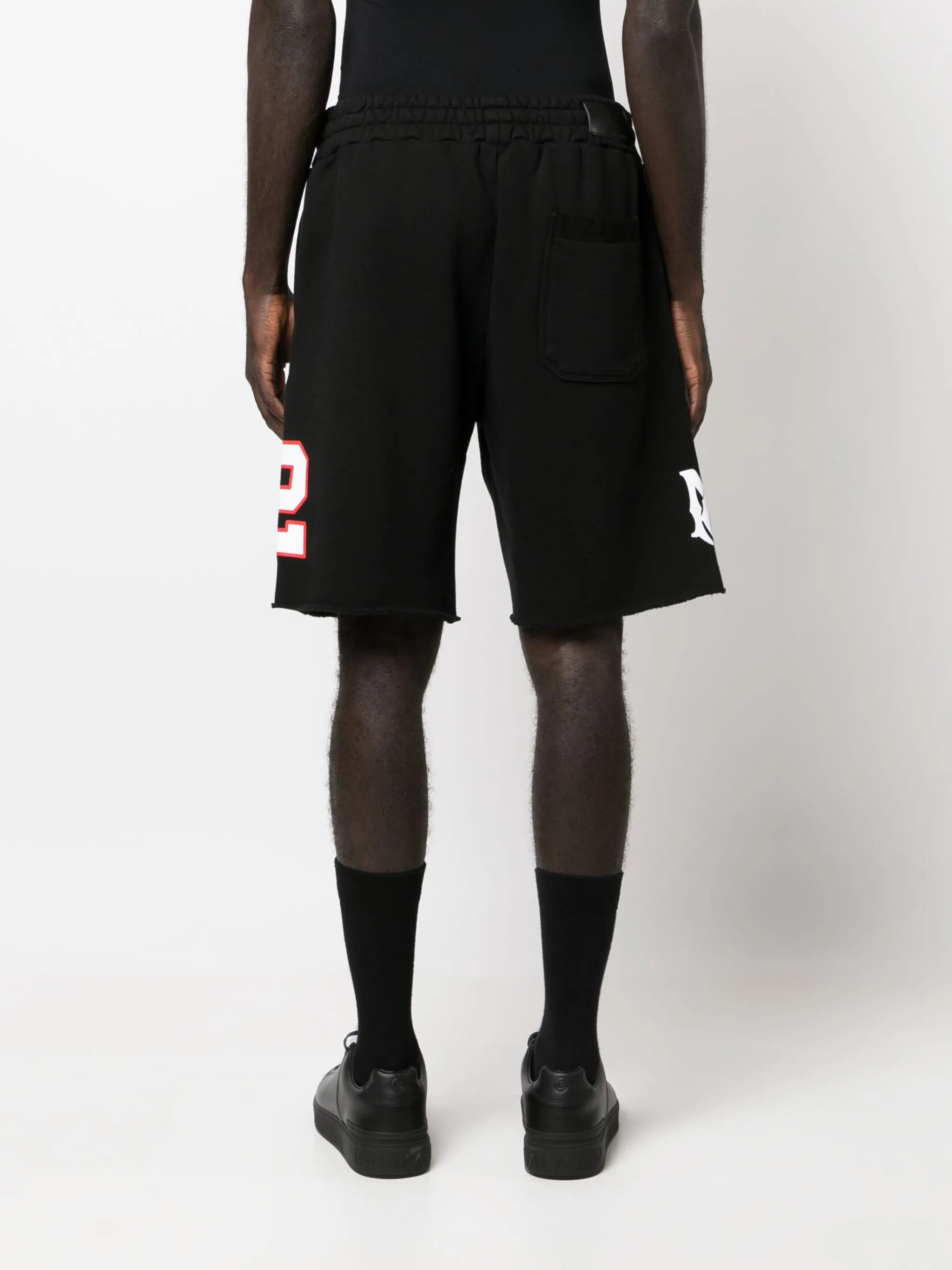 logo-print wide-leg track shorts
