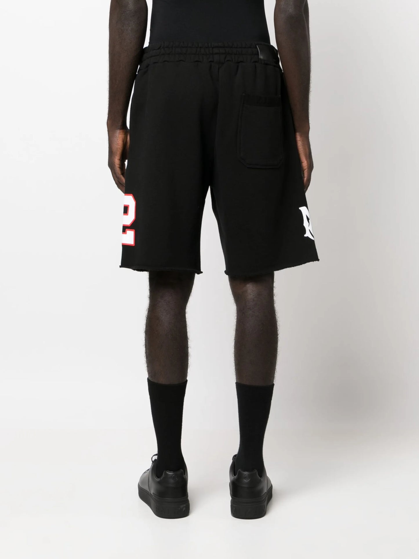 logo-print wide-leg track shorts