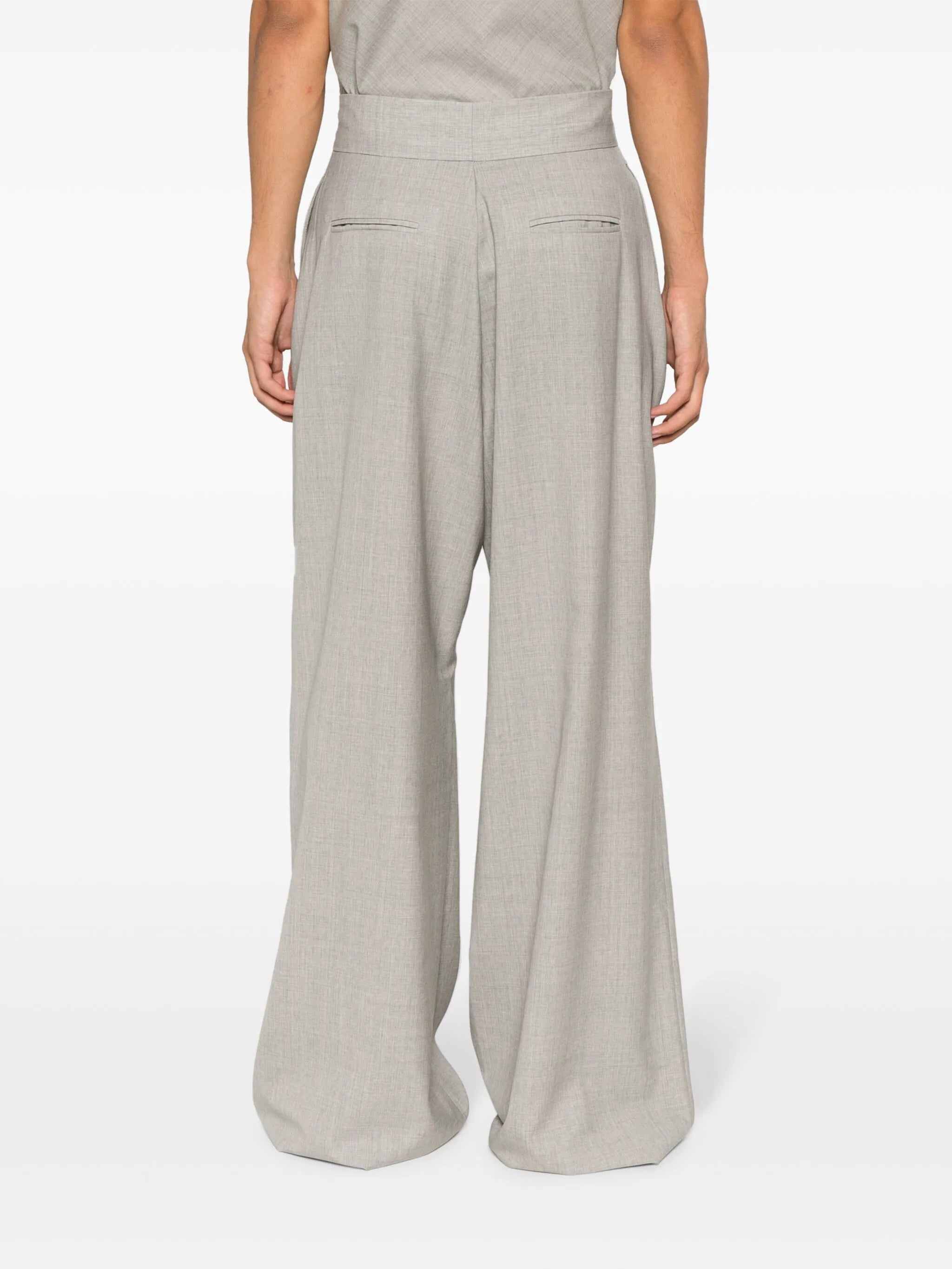 high-waisted wide-leg wool trousers