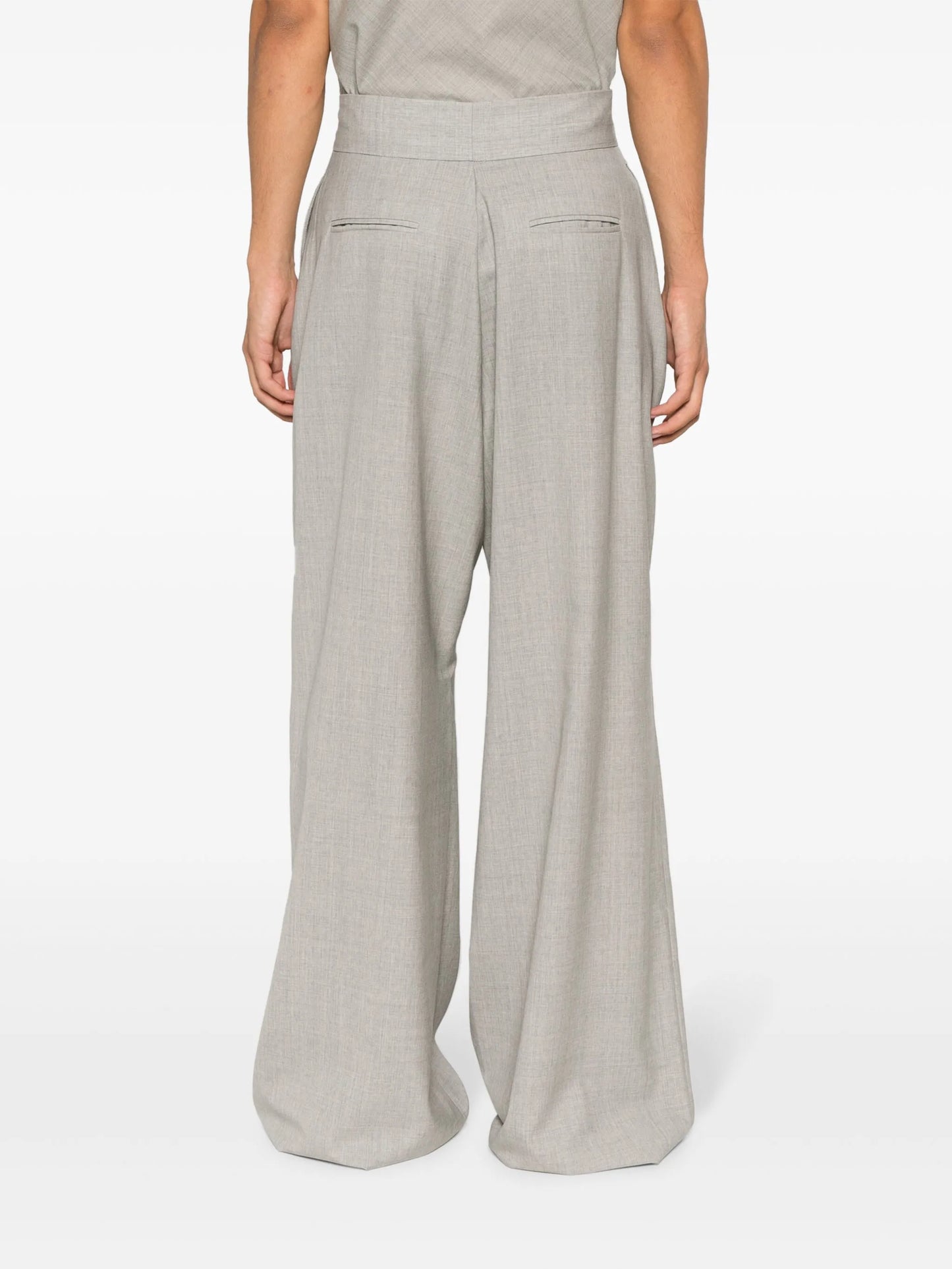 high-waisted wide-leg wool trousers