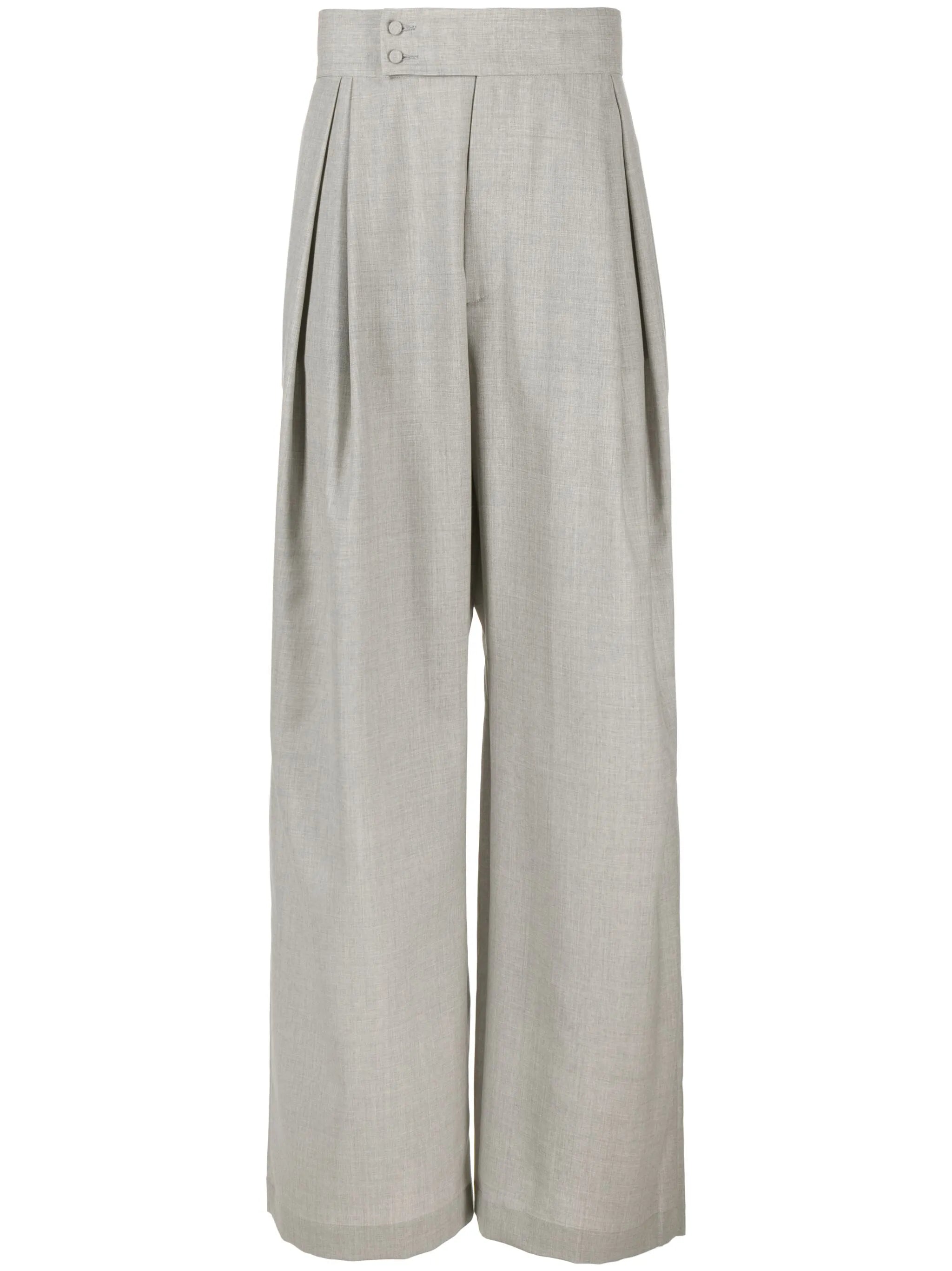 high-waisted wide-leg wool trousers
