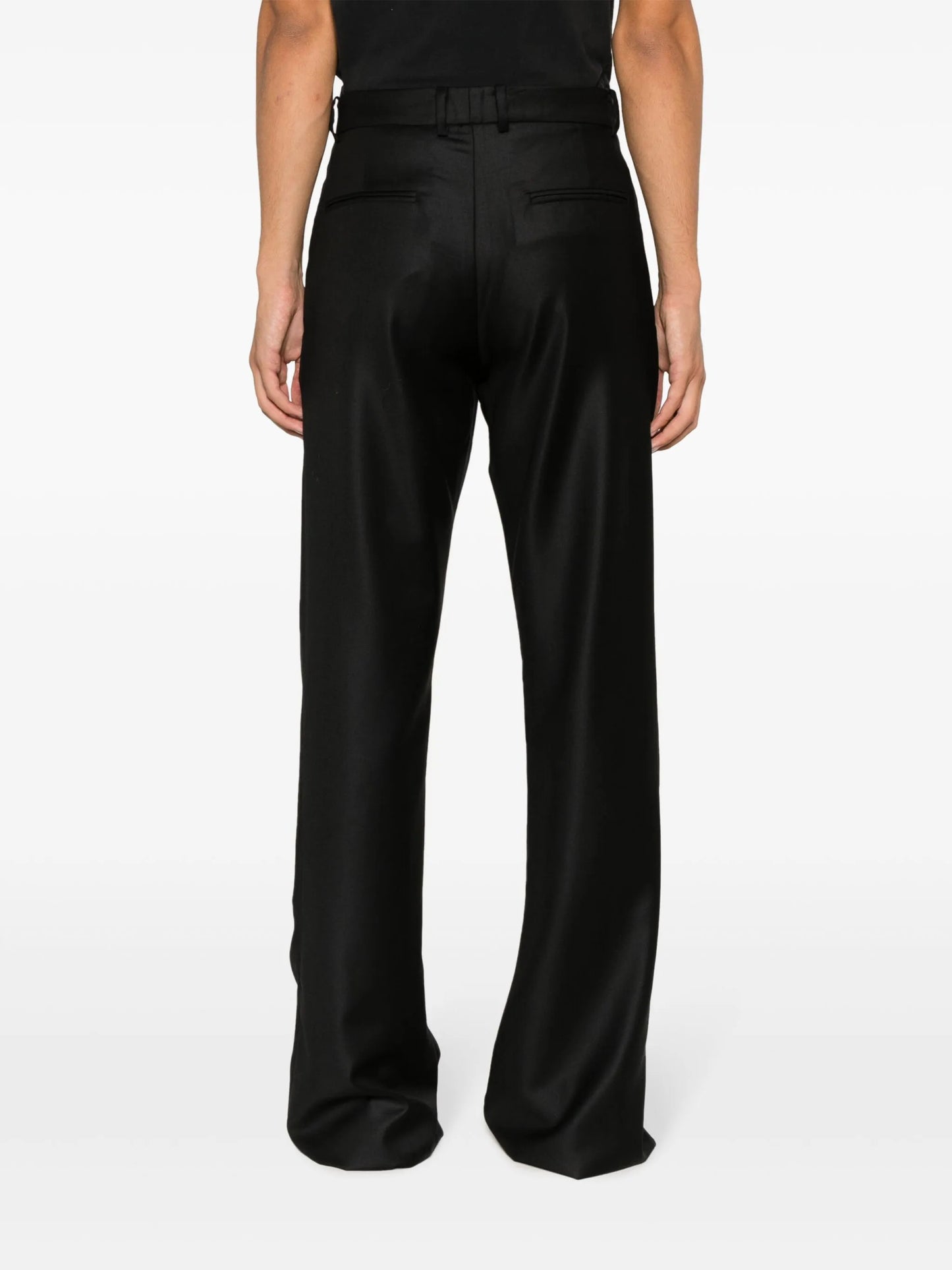 wide leg wool trousers