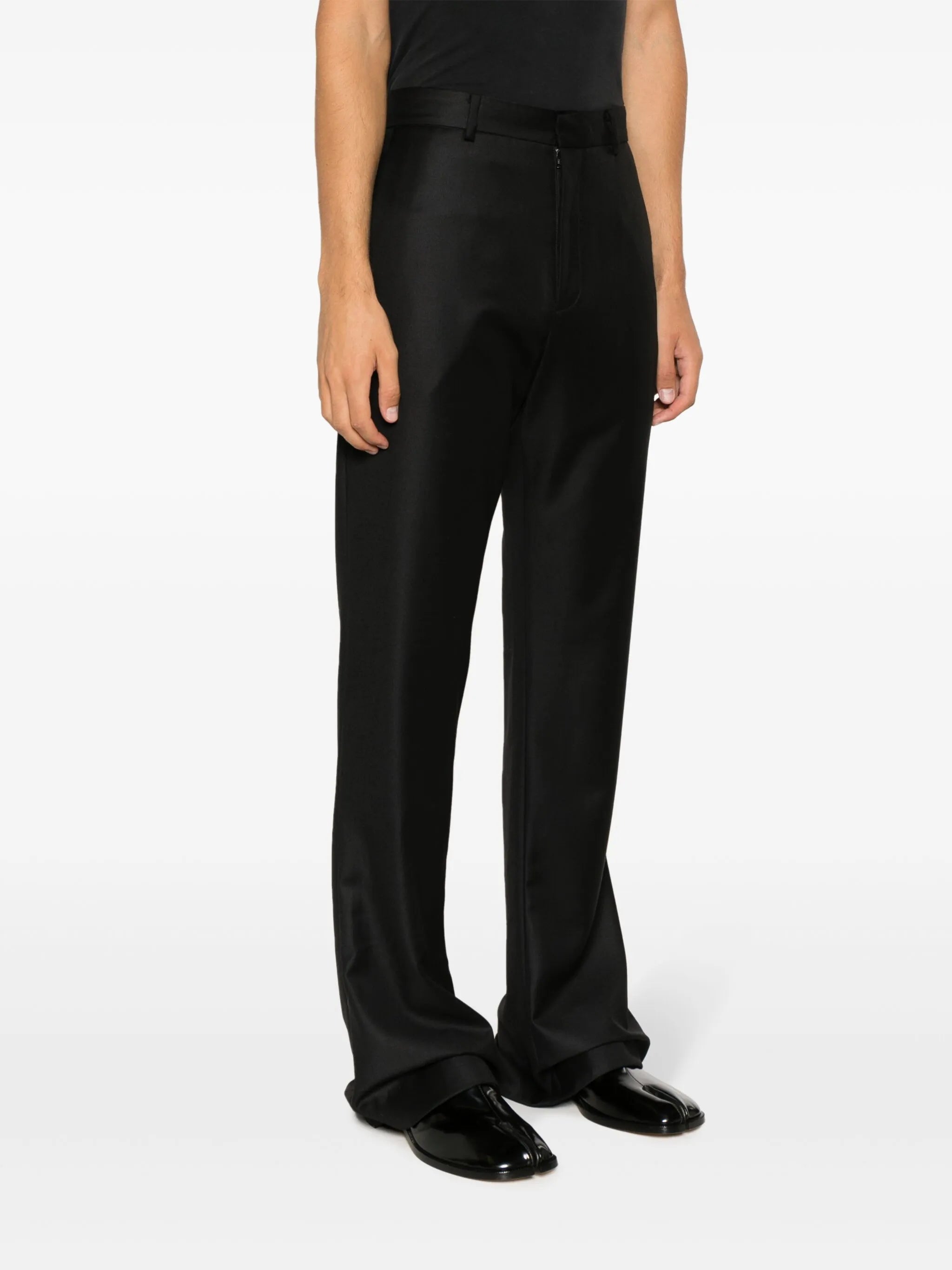 wide leg wool trousers