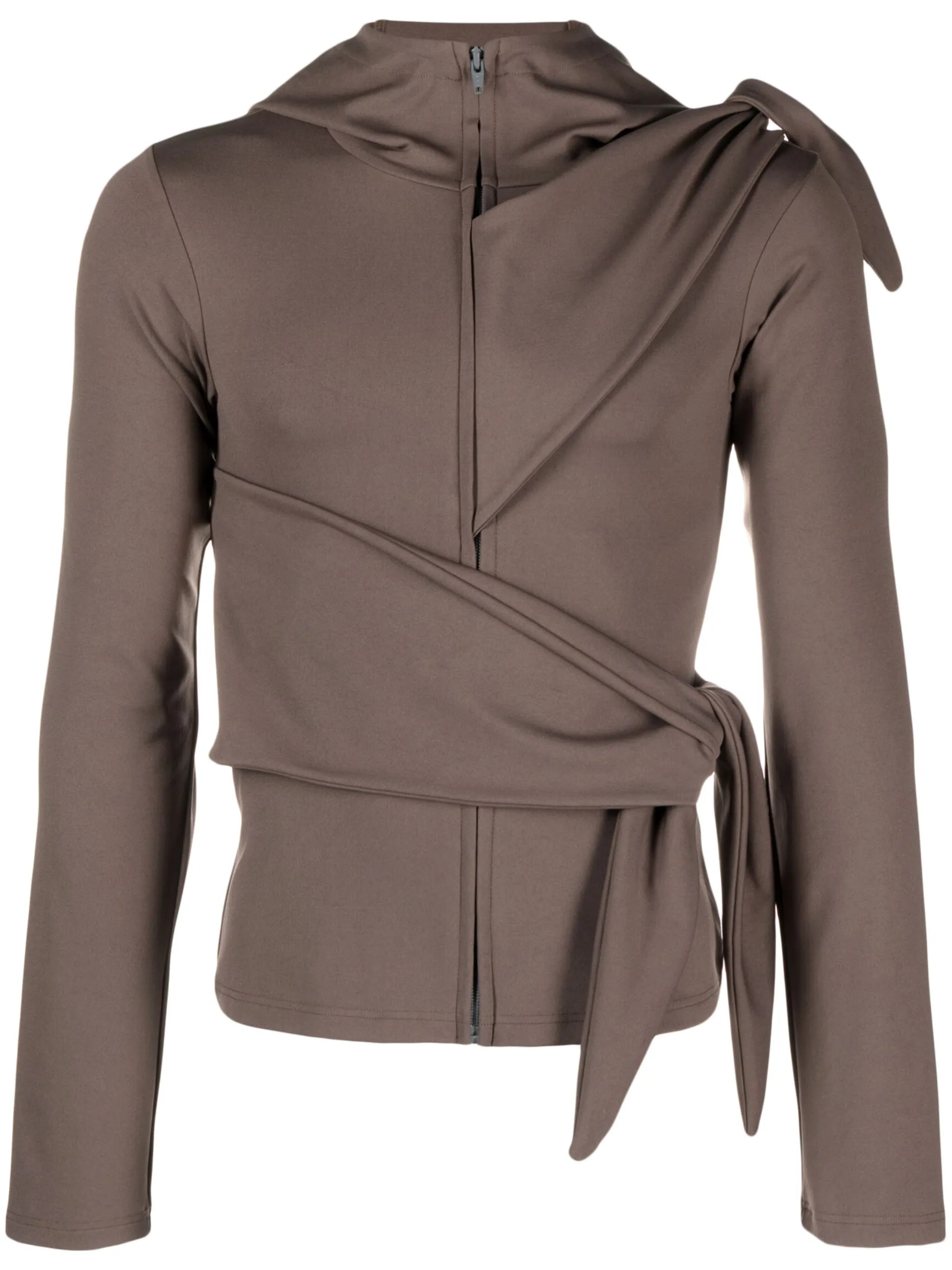 tie-embellished jersey hoodie