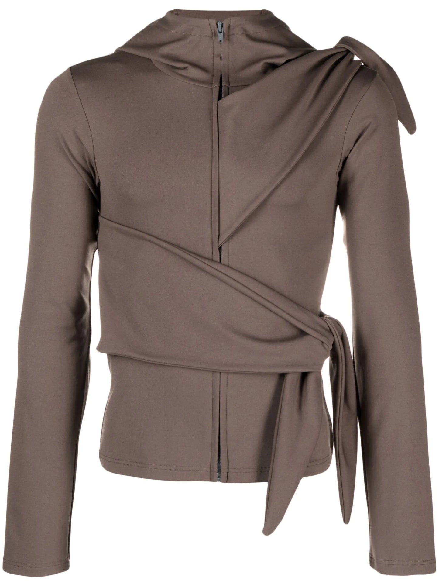 tie-embellished jersey hoodie