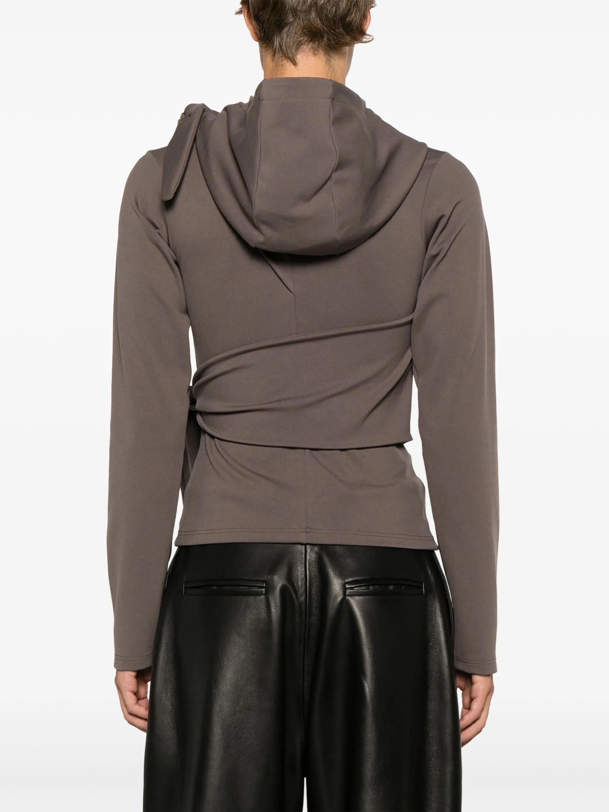 tie-embellished jersey hoodie